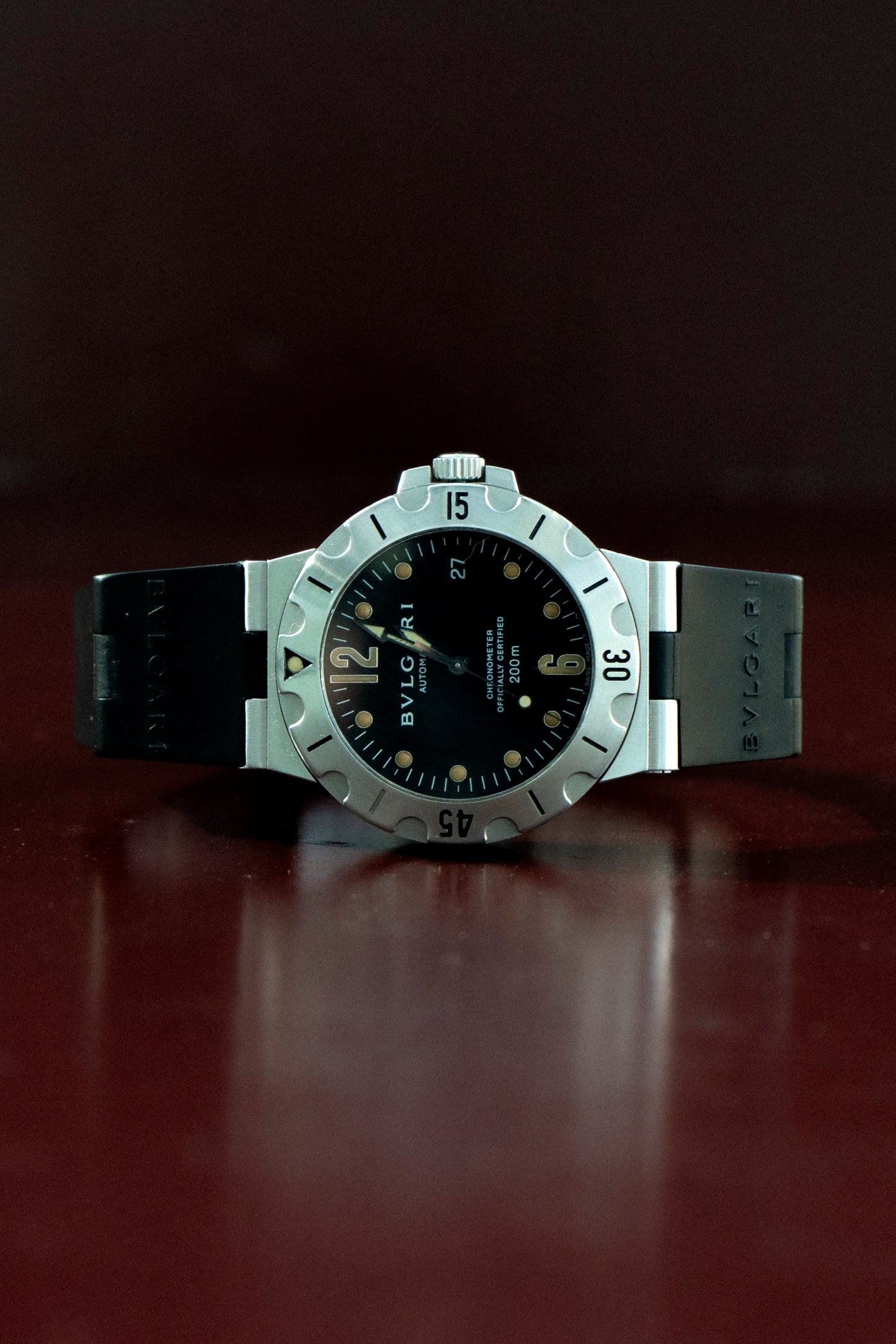 BVLGARI DIAGONO SCUBA AUTOMATIC 200M BLACK DIAL SWISS PRE-LOVED WATCH