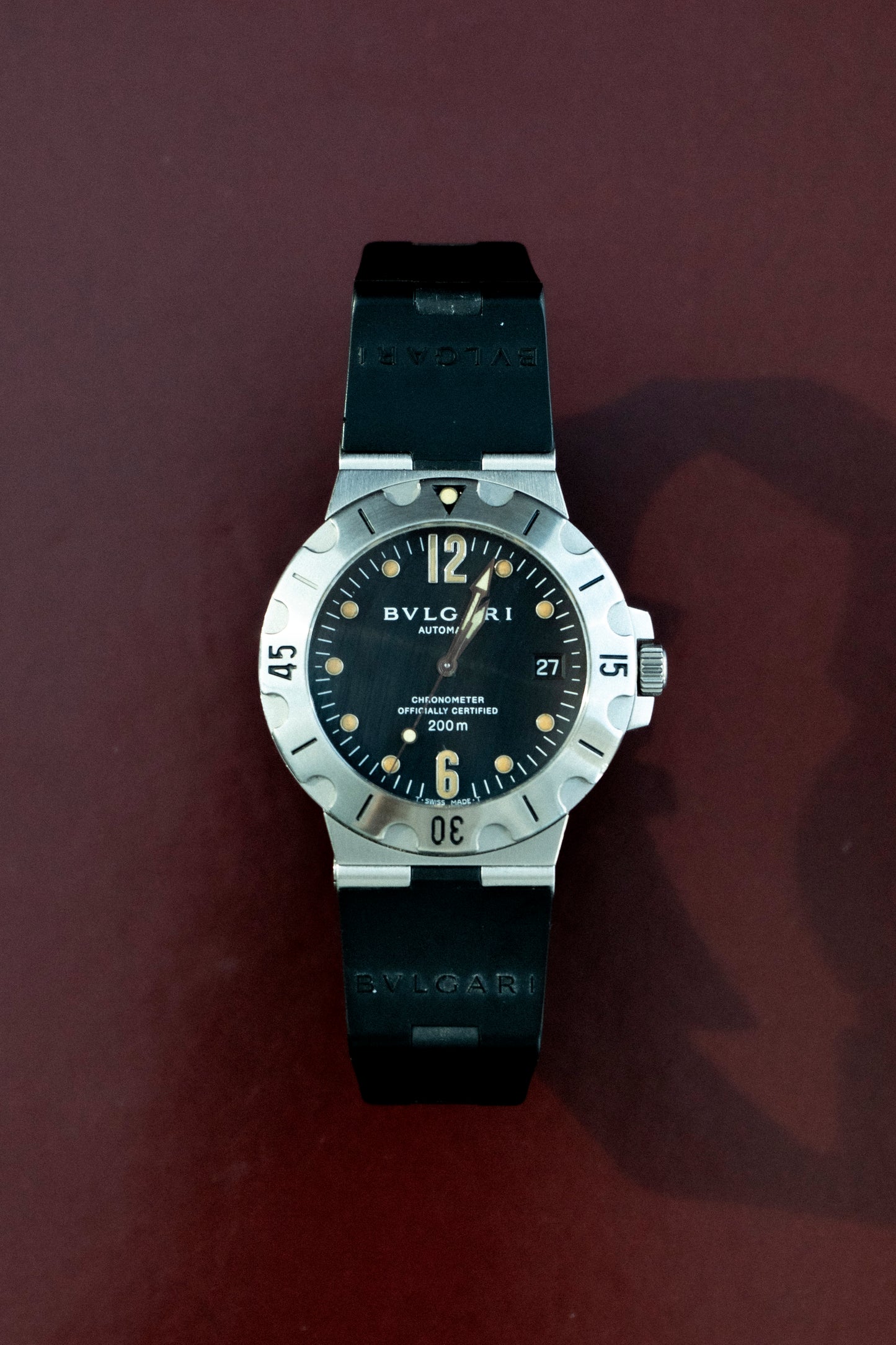 BVLGARI DIAGONO SCUBA AUTOMATIC 200M BLACK DIAL SWISS PRE-LOVED WATCH