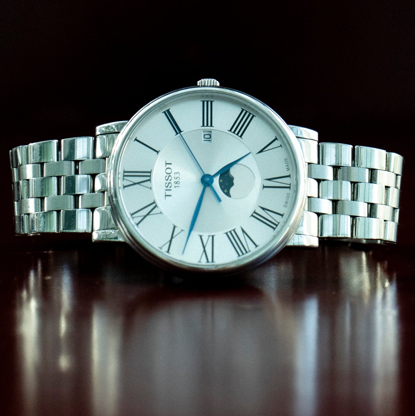 TISSOT TRADITION MOONPHASE STAINLESS STEEL WHITE DIAL QUARTZ SWISS PRE-LOVED WATCH