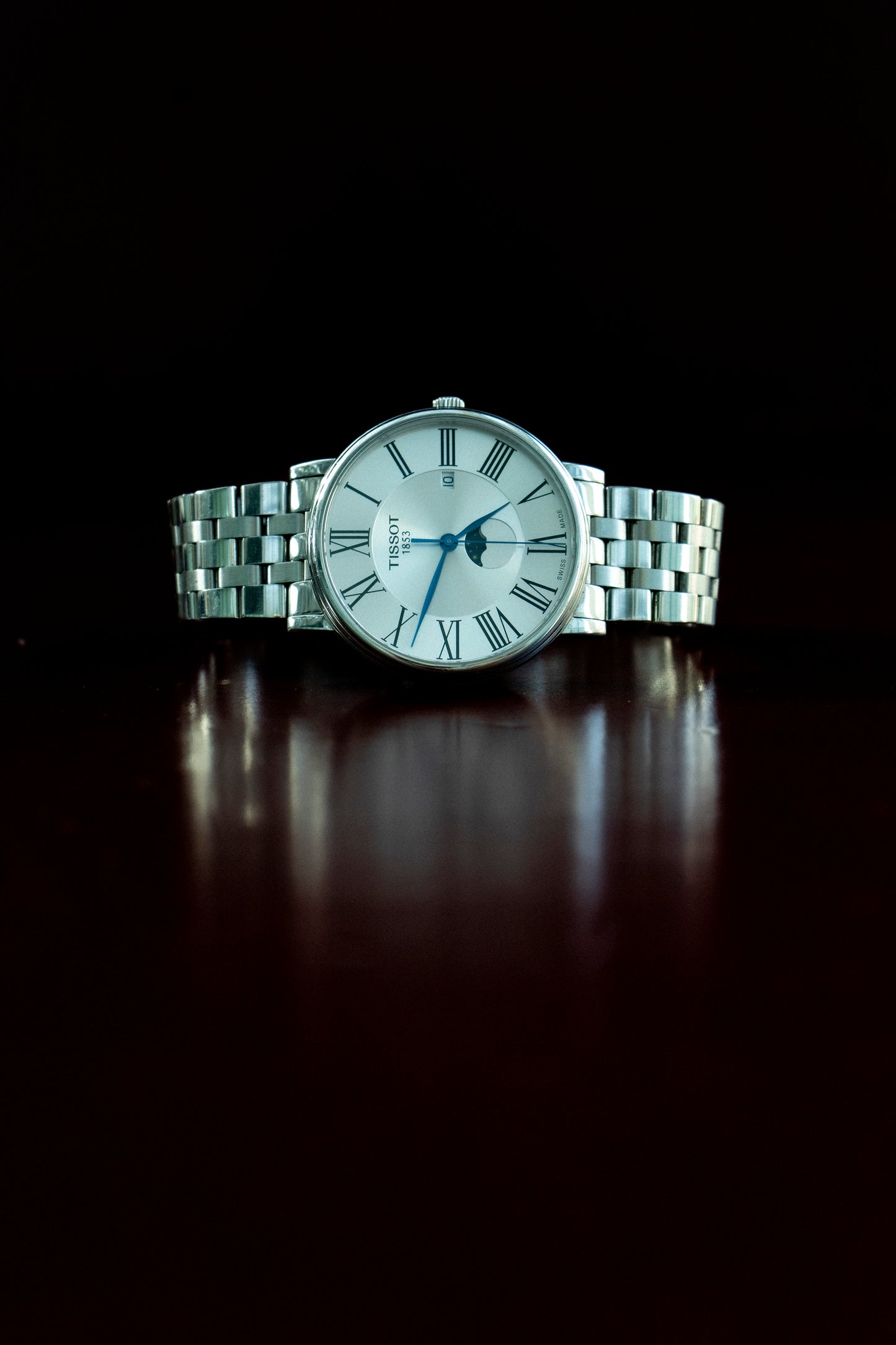 TISSOT TRADITION MOONPHASE STAINLESS STEEL WHITE DIAL QUARTZ SWISS PRE-LOVED WATCH