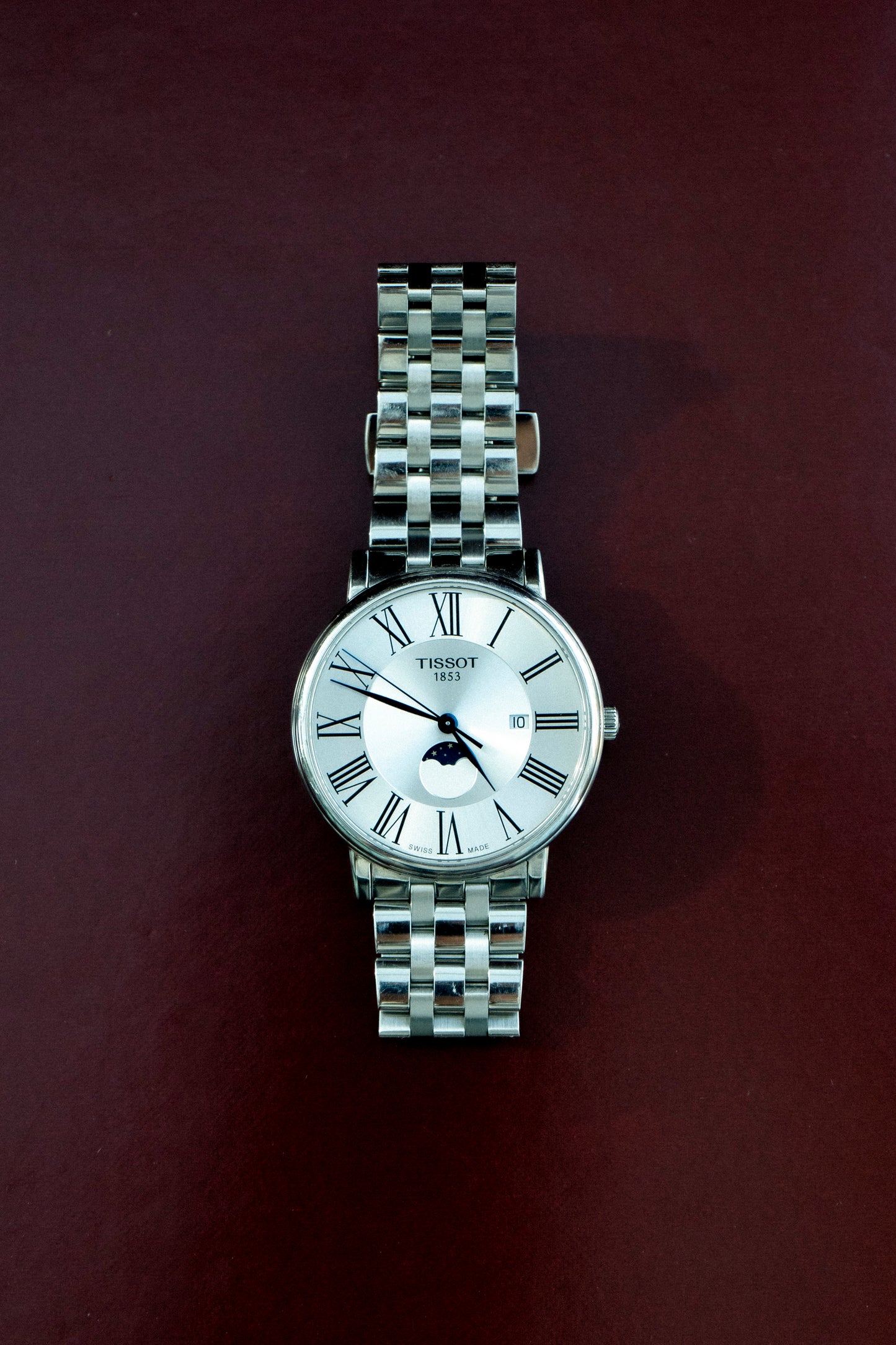 TISSOT TRADITION MOONPHASE STAINLESS STEEL WHITE DIAL QUARTZ SWISS PRE-LOVED WATCH
