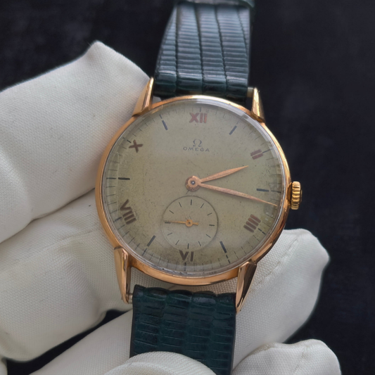 Omega 14K Solid Gold Vintage Watch Manual Winding 1940s