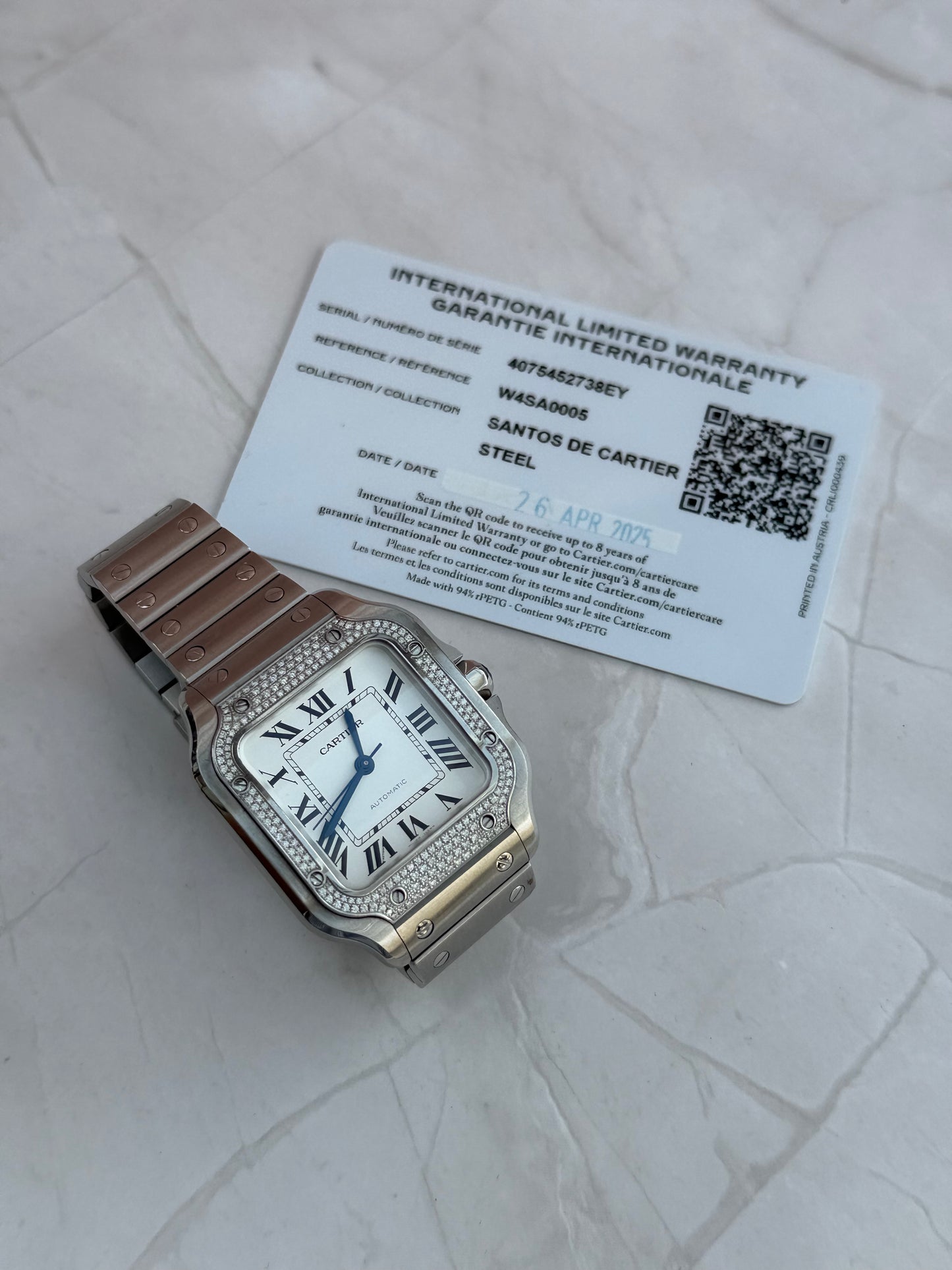 CARTIER SANTOS DE CARTIER FULL SET AUTOMATIC CARTIER DIAMONDS SWISS NEVER USED PRELOVED WATCH
