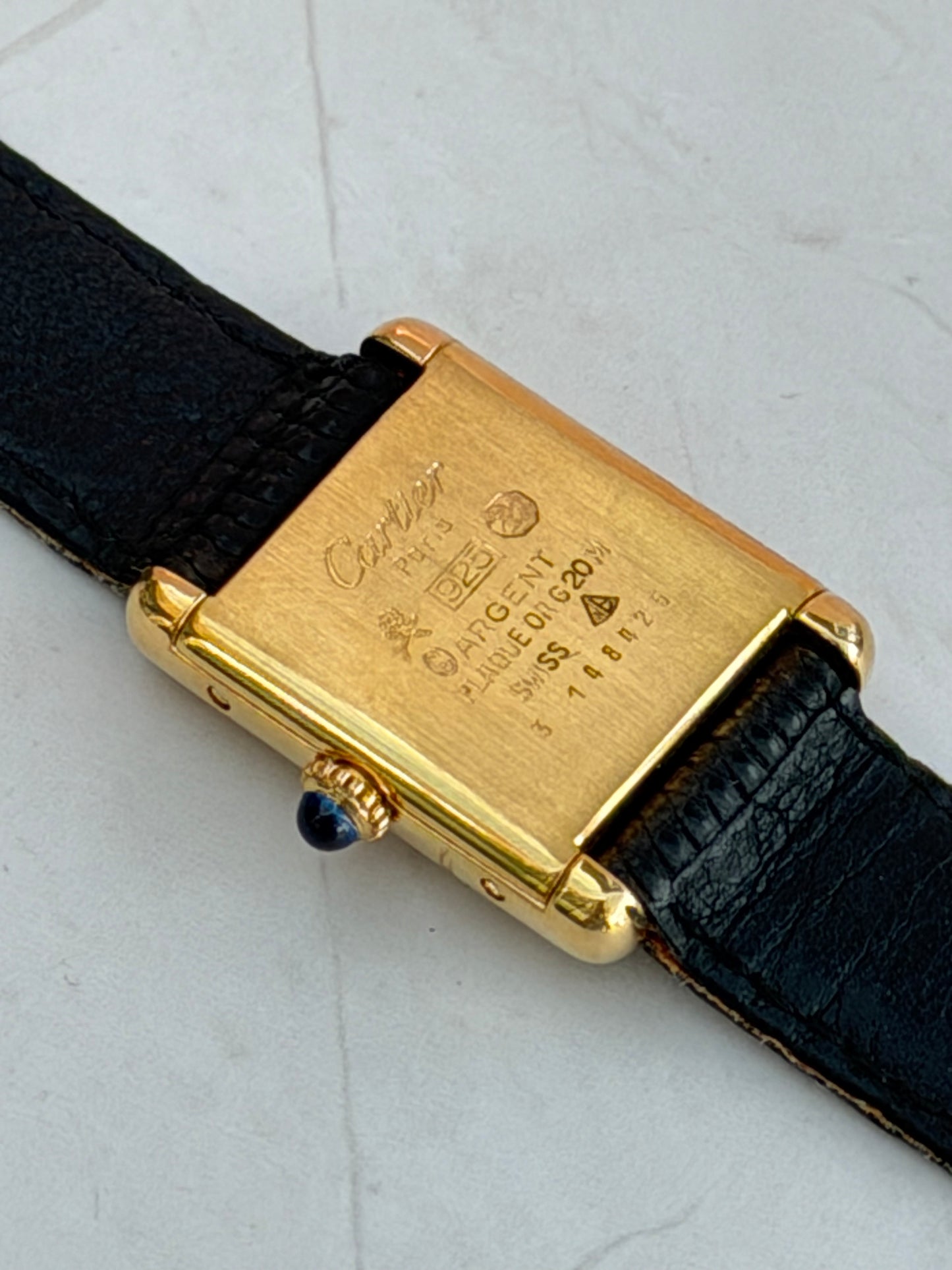 CARTIER TANK MUST BLACK DIAL VERMEIL QUARTZ SWISS WATCH