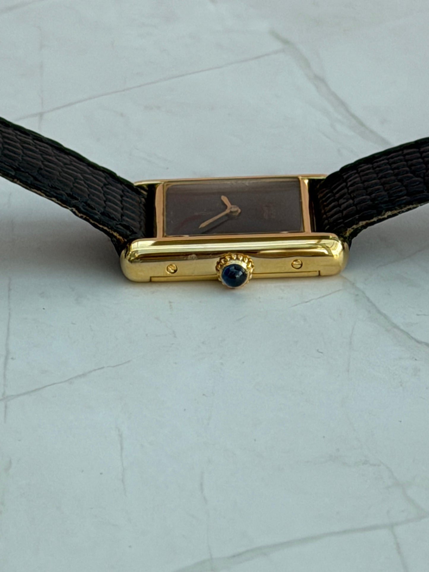 CARTIER TANK MUST BLACK DIAL VERMEIL QUARTZ SWISS WATCH