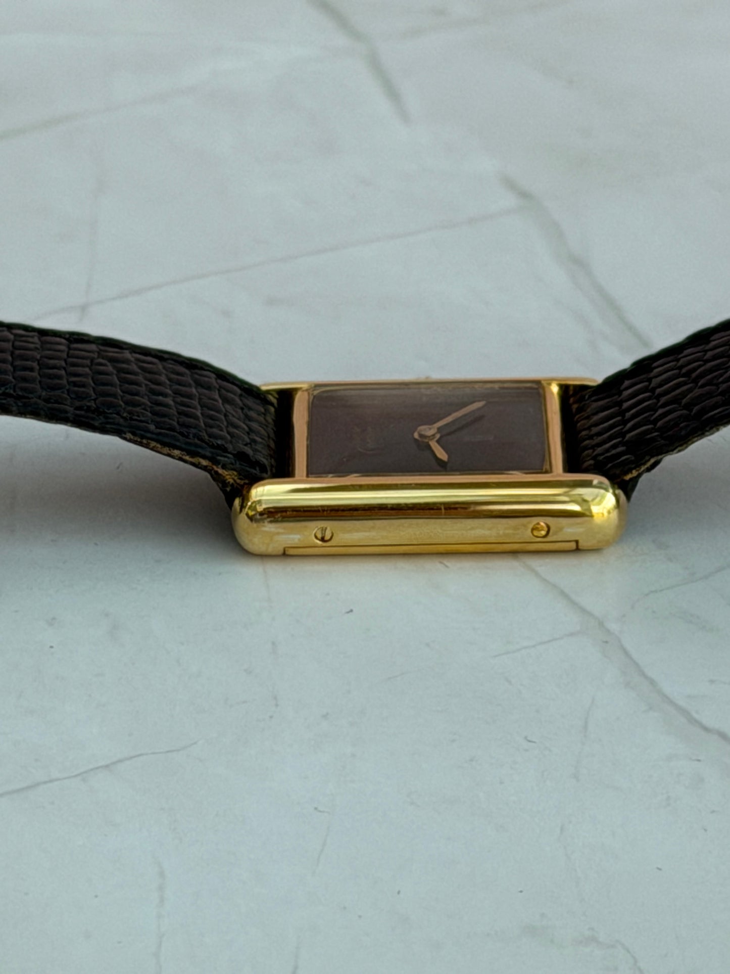 CARTIER TANK MUST BLACK DIAL VERMEIL QUARTZ SWISS WATCH