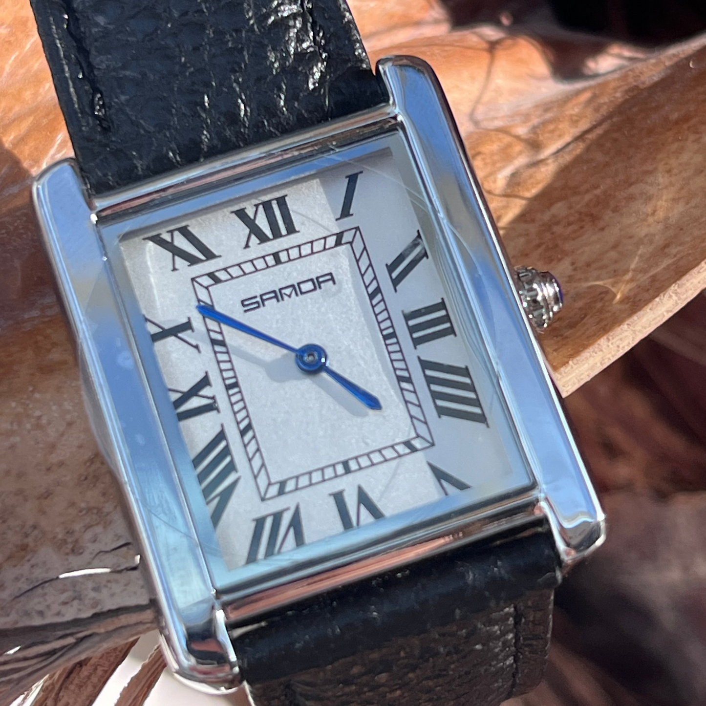 SANDA RECTANGULAR BLACK STRAP QUARTZ BRAND NEW FASHION WATCH