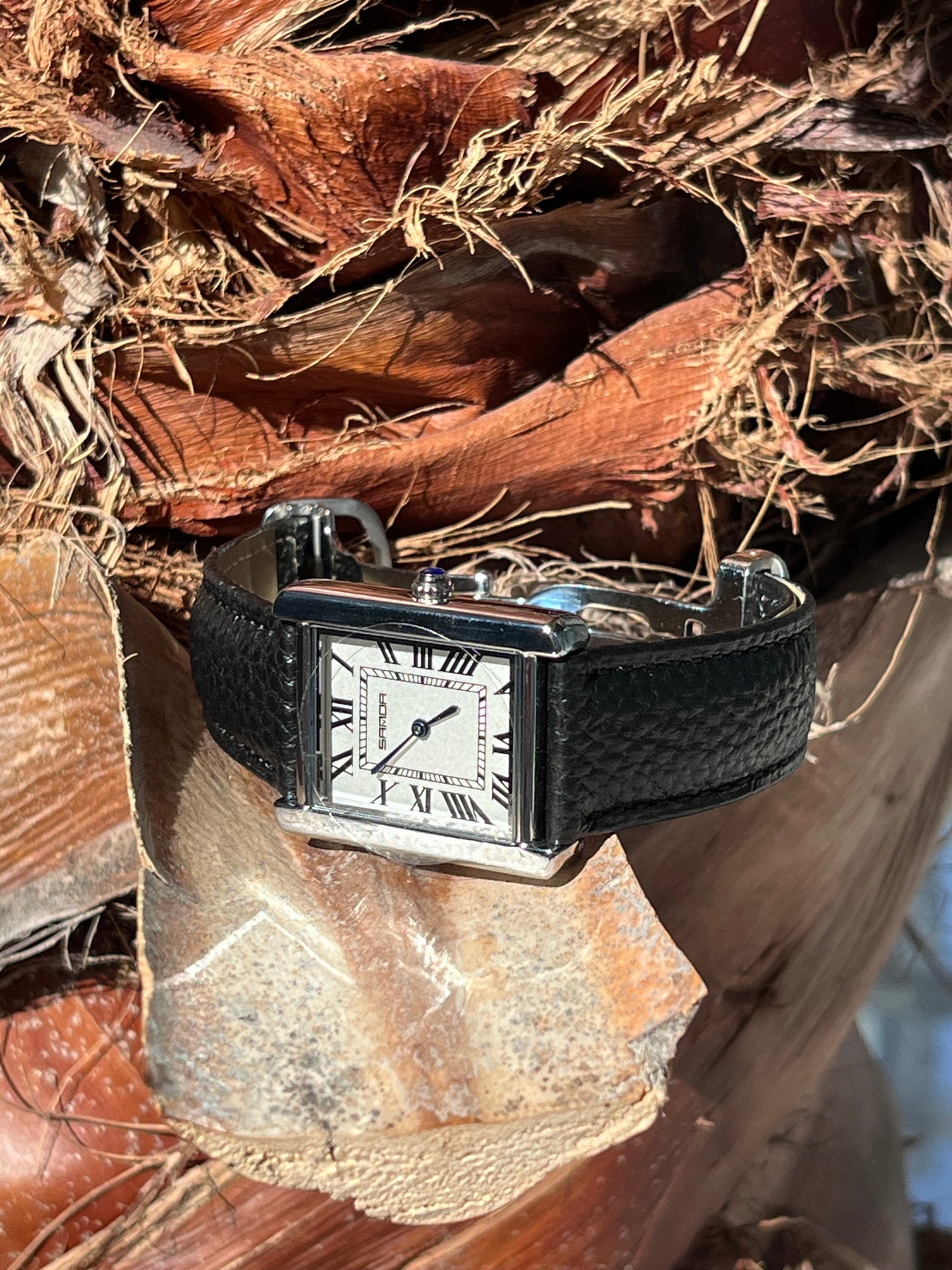 SANDA RECTANGULAR BLACK STRAP QUARTZ BRAND NEW FASHION WATCH