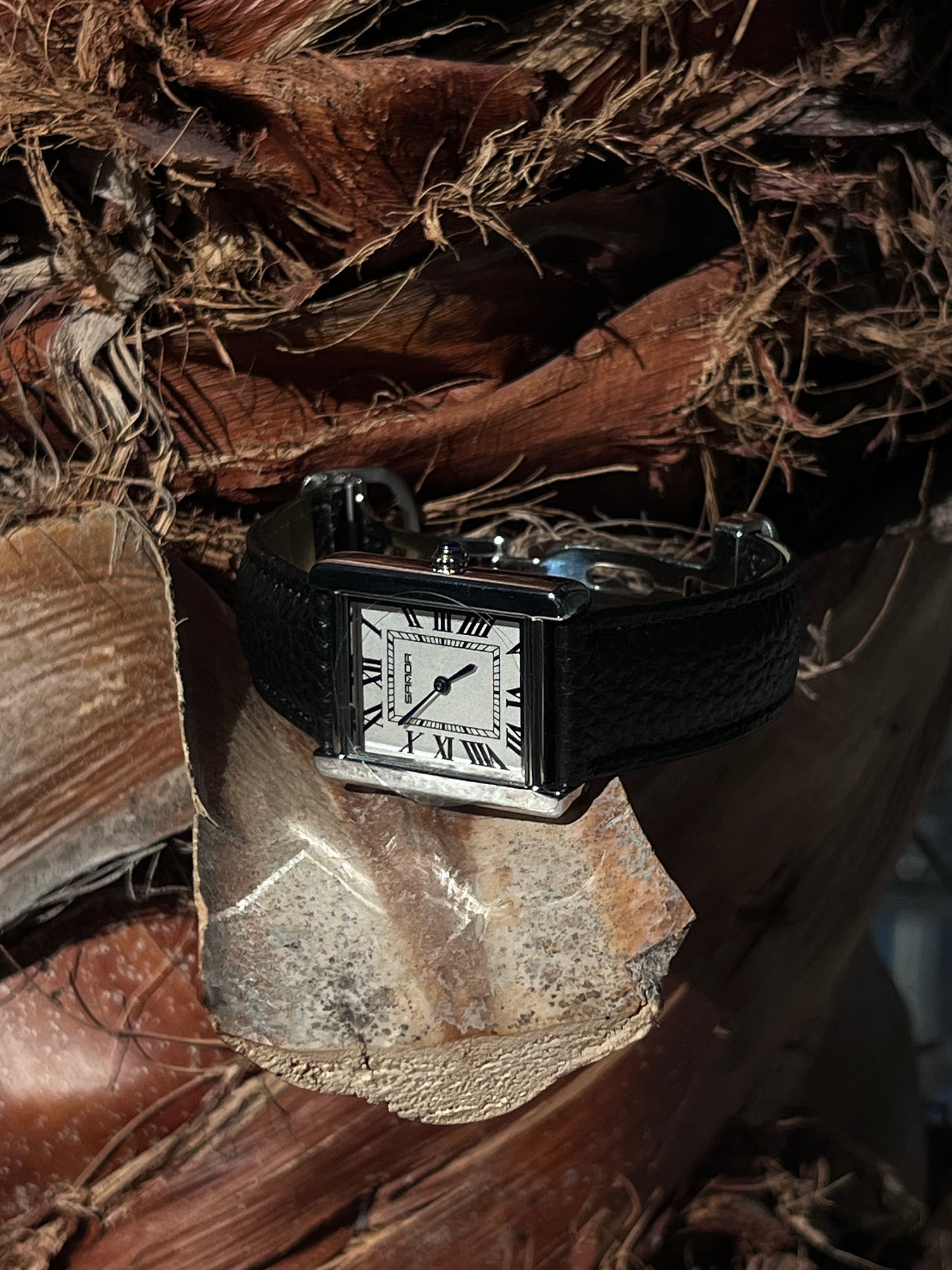 SANDA RECTANGULAR BLACK STRAP QUARTZ BRAND NEW FASHION WATCH