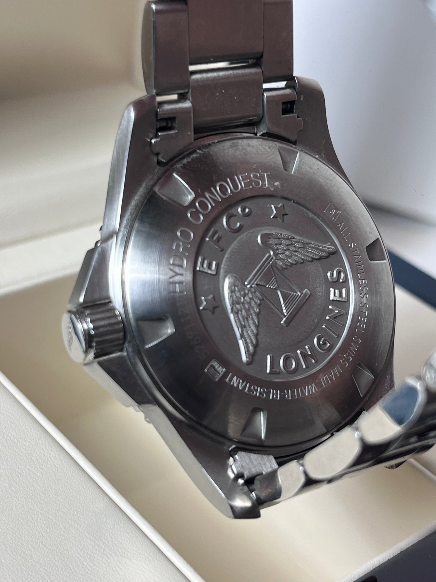 LONGINES HYDROCONQUEST AUTOMATIC SWISS STEEL PRELOVED BLUE SUNBURST DIAL WATCH