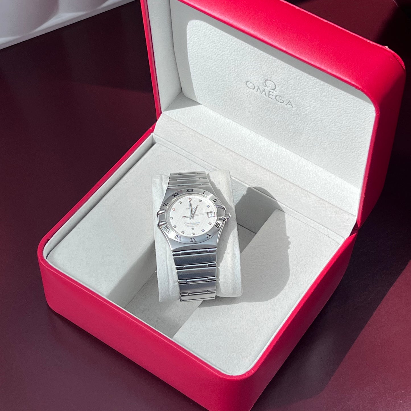 OMEGA CONSTELLATION CHRONOMETER AUTOMATIC DIAMOND LINEN DIAL SWISS PRELOVED WATCH