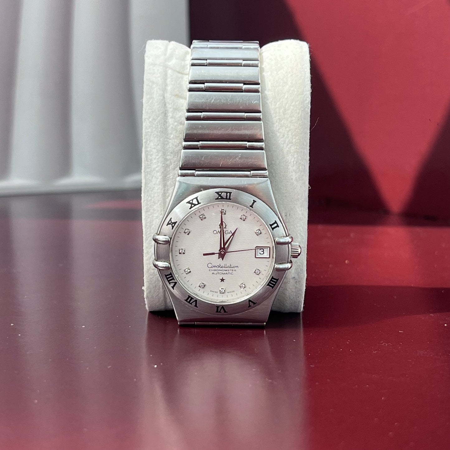 OMEGA CONSTELLATION CHRONOMETER AUTOMATIC DIAMOND LINEN DIAL SWISS PRELOVED WATCH