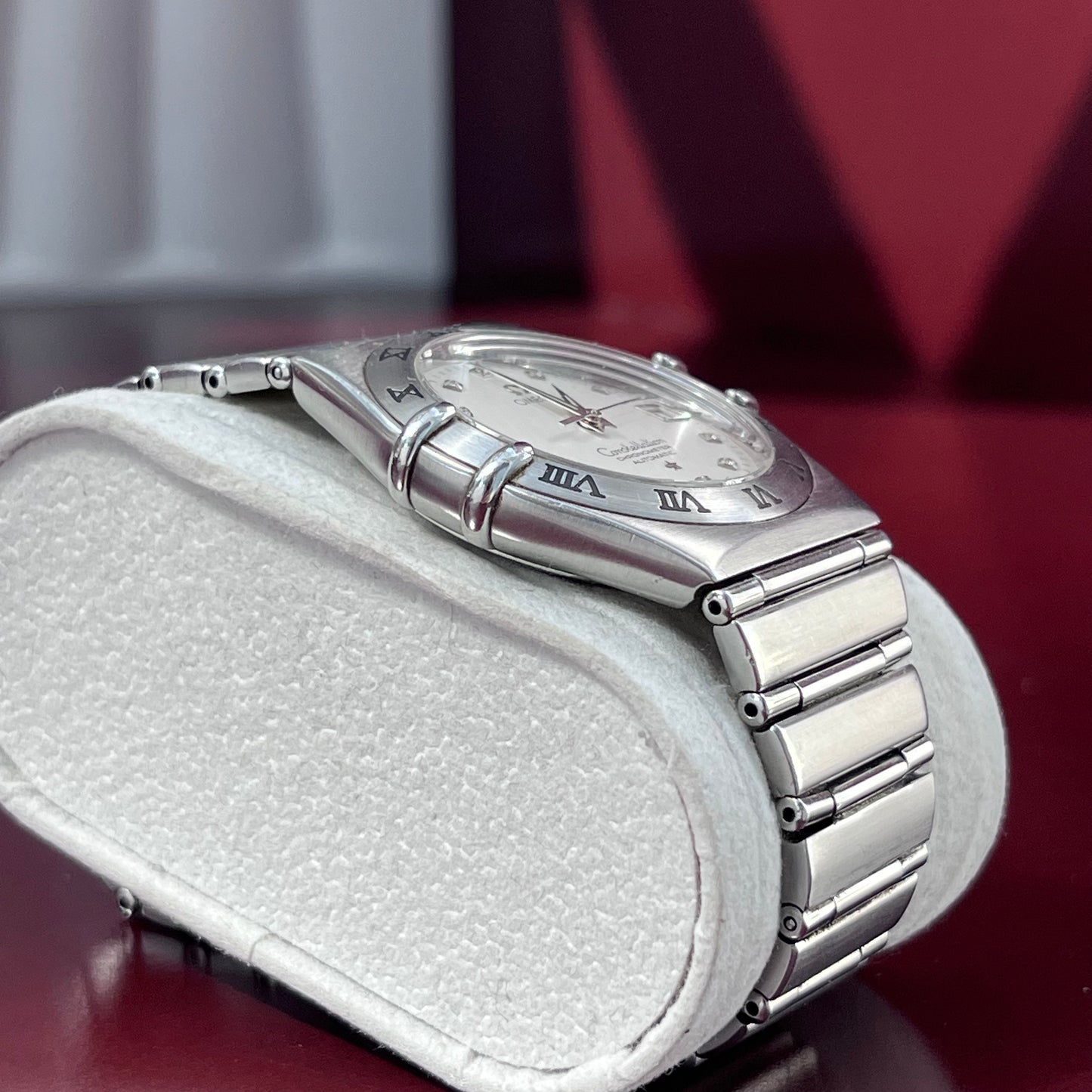 OMEGA CONSTELLATION CHRONOMETER AUTOMATIC DIAMOND LINEN DIAL SWISS PRELOVED WATCH