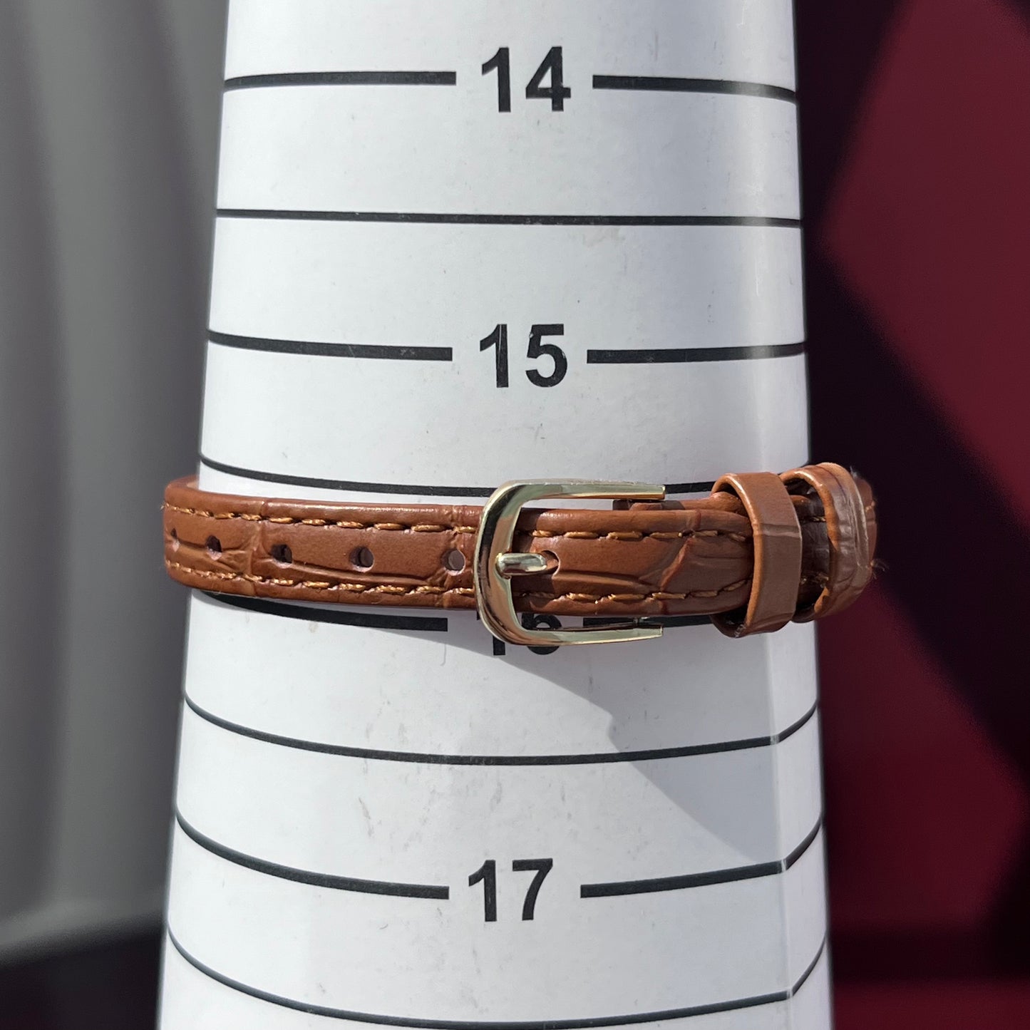 CHARVALE RICOH 1990S QUARTZ OCTAGONAL GOLD DIAL BROWN STRAP JAPAN PRELOVED WATCH