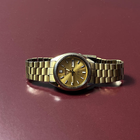 SEIKO 5 AUTOMATIC GOLD-TONE SUNBURST DIAL JAPAN PRELOVED WATCH