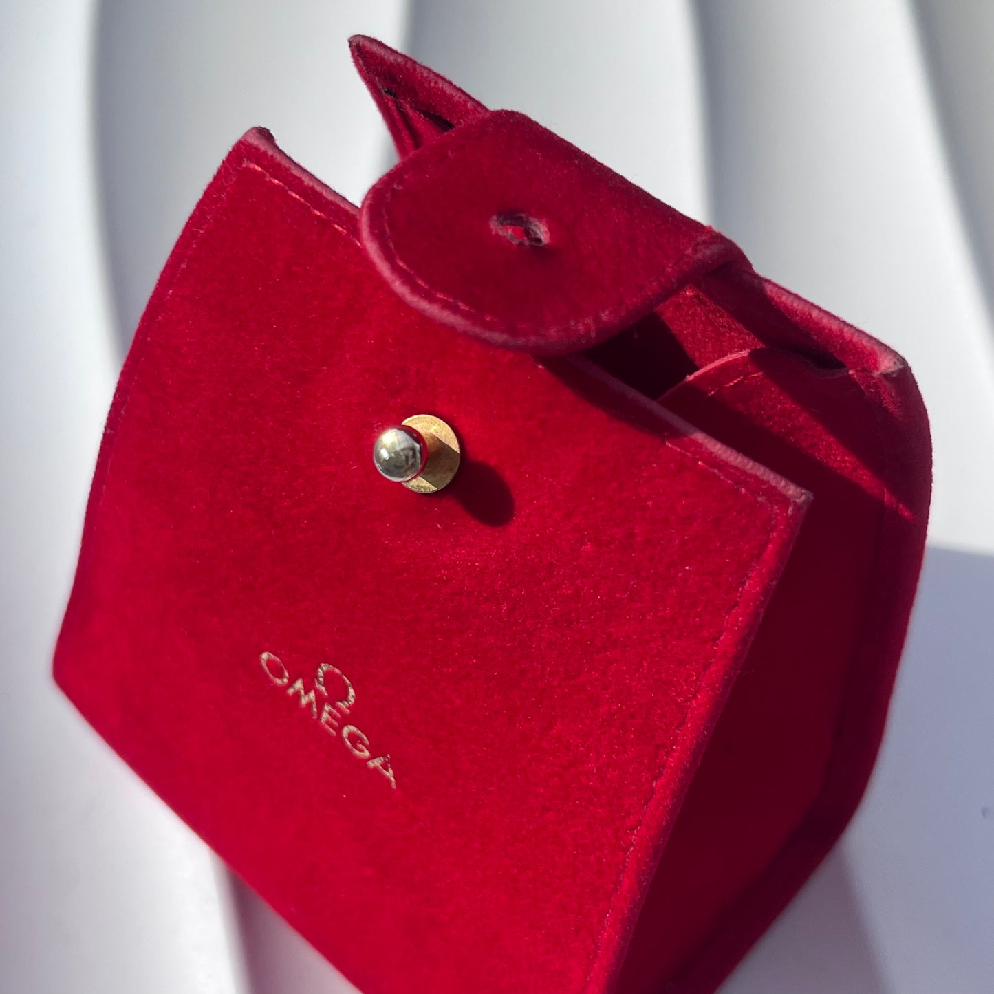 OMEGA RED VELVET WATCH POUCH TRAVEL CASE ORIGINAL VINTAGE