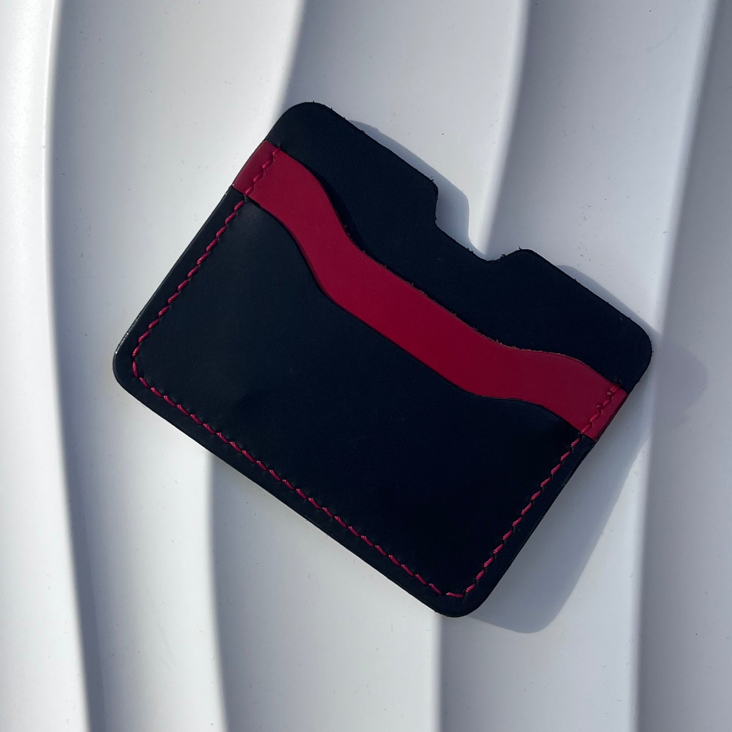 BLACK & RED LEATHER CARD HOLDER WALLET