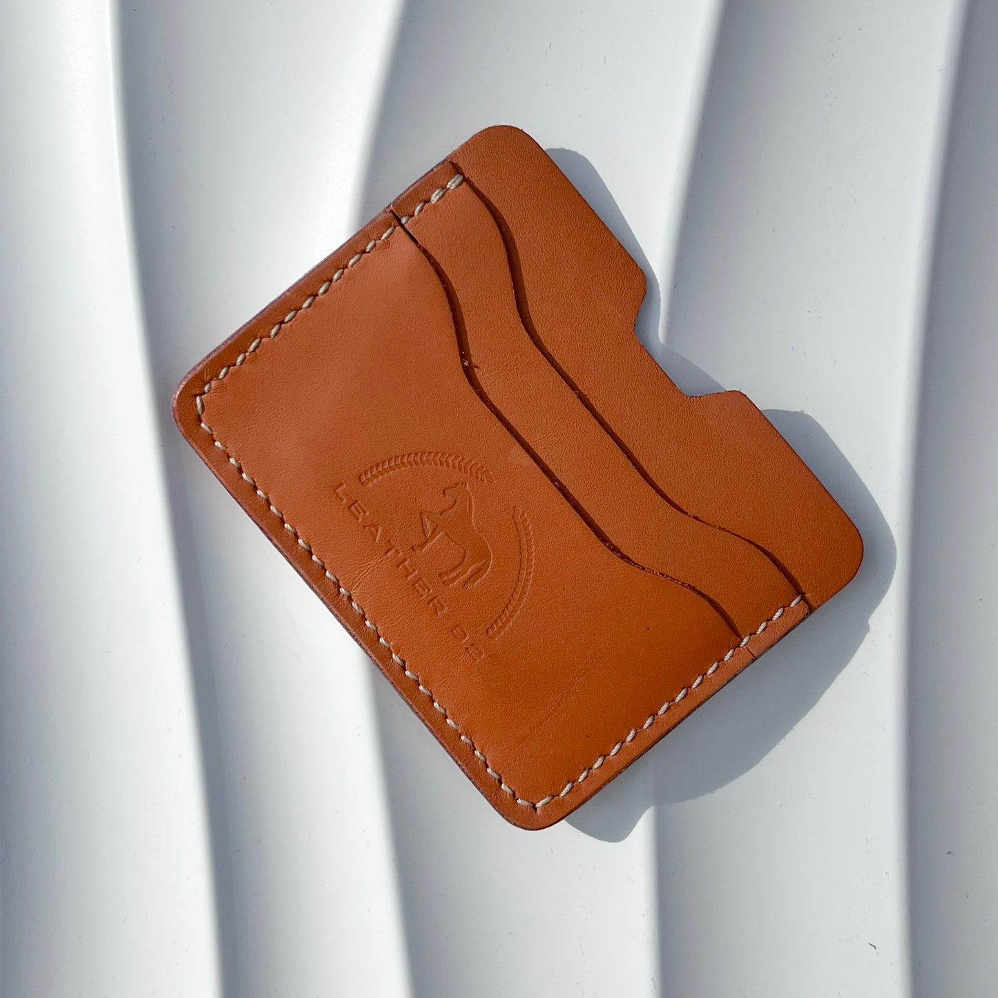 LEATHER SHOP HANDMADE TAN LEATHER CARD HOLDER WALLET
