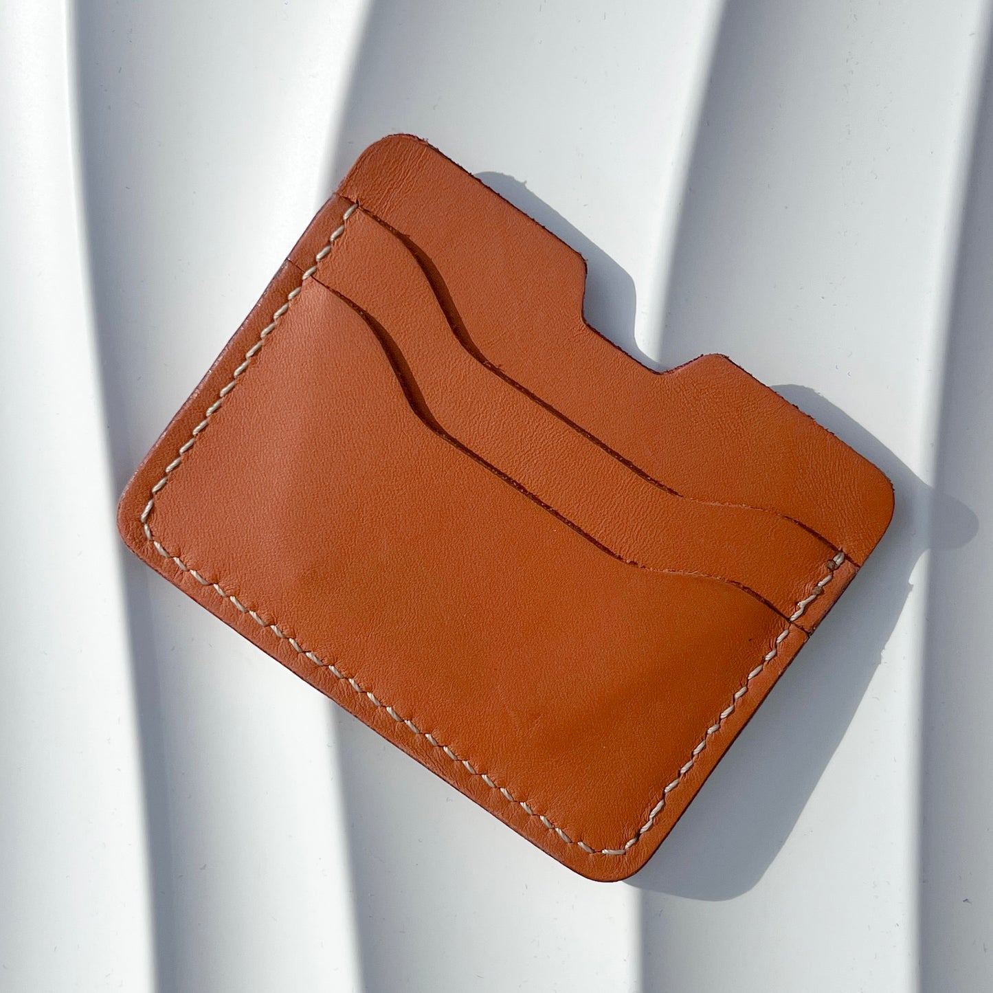 LEATHER SHOP HANDMADE TAN LEATHER CARD HOLDER WALLET