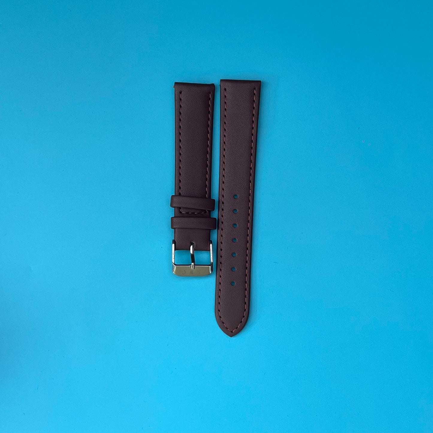 HWC GENUINE LEATHER WATCH STRAP 18MM BROWN STAINLESS STEEL BUCKLE