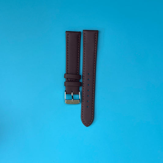 HWC GENUINE 18MM BROWN LEATHER STAINLESS STEEL BUCKLE