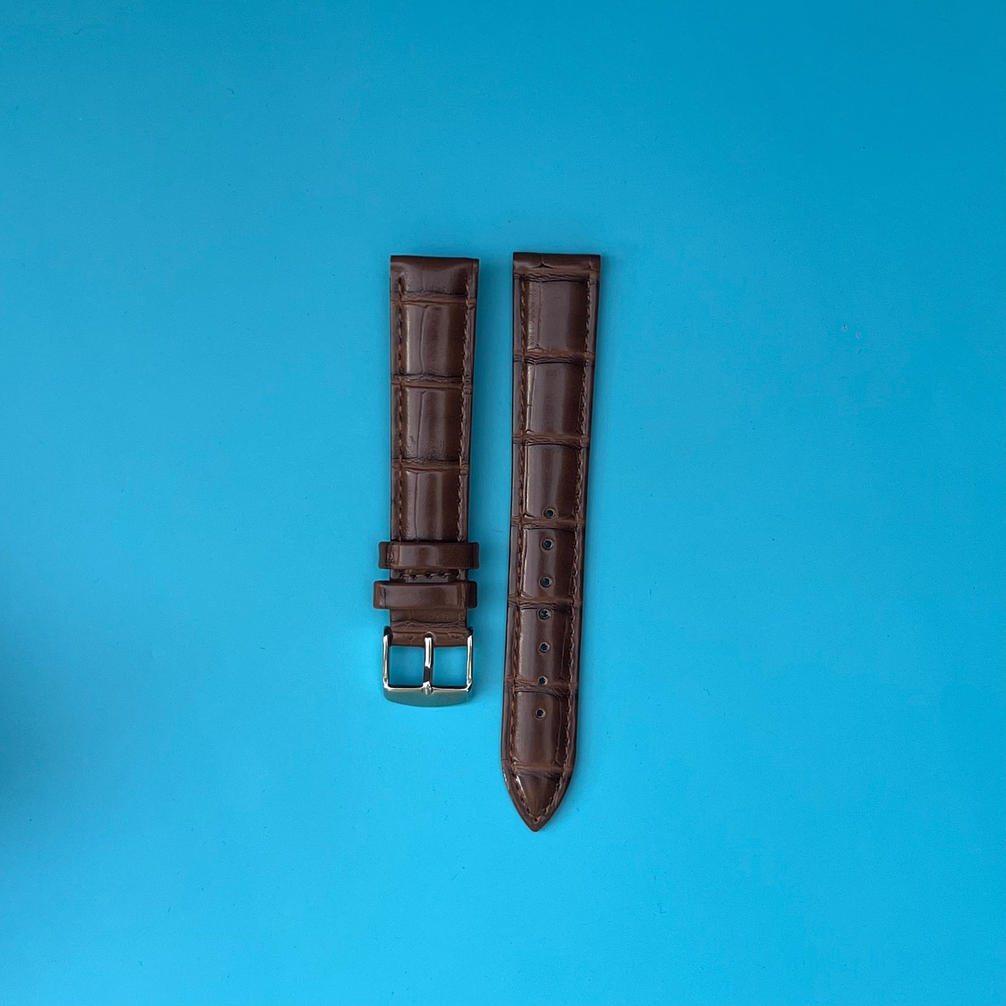 CHALLENGE SWISS GENUINE LEATHER WATCH STRAP 18MM BROWN CROCODILE PATTERN