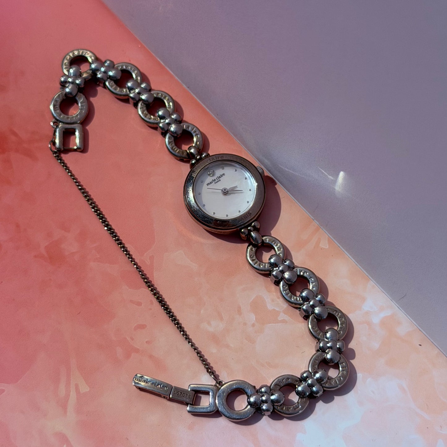 MARIE CLAIRE PARIS MOTHER OF PEARL DIAL QUARTZ LADIES BRACELET WATCH