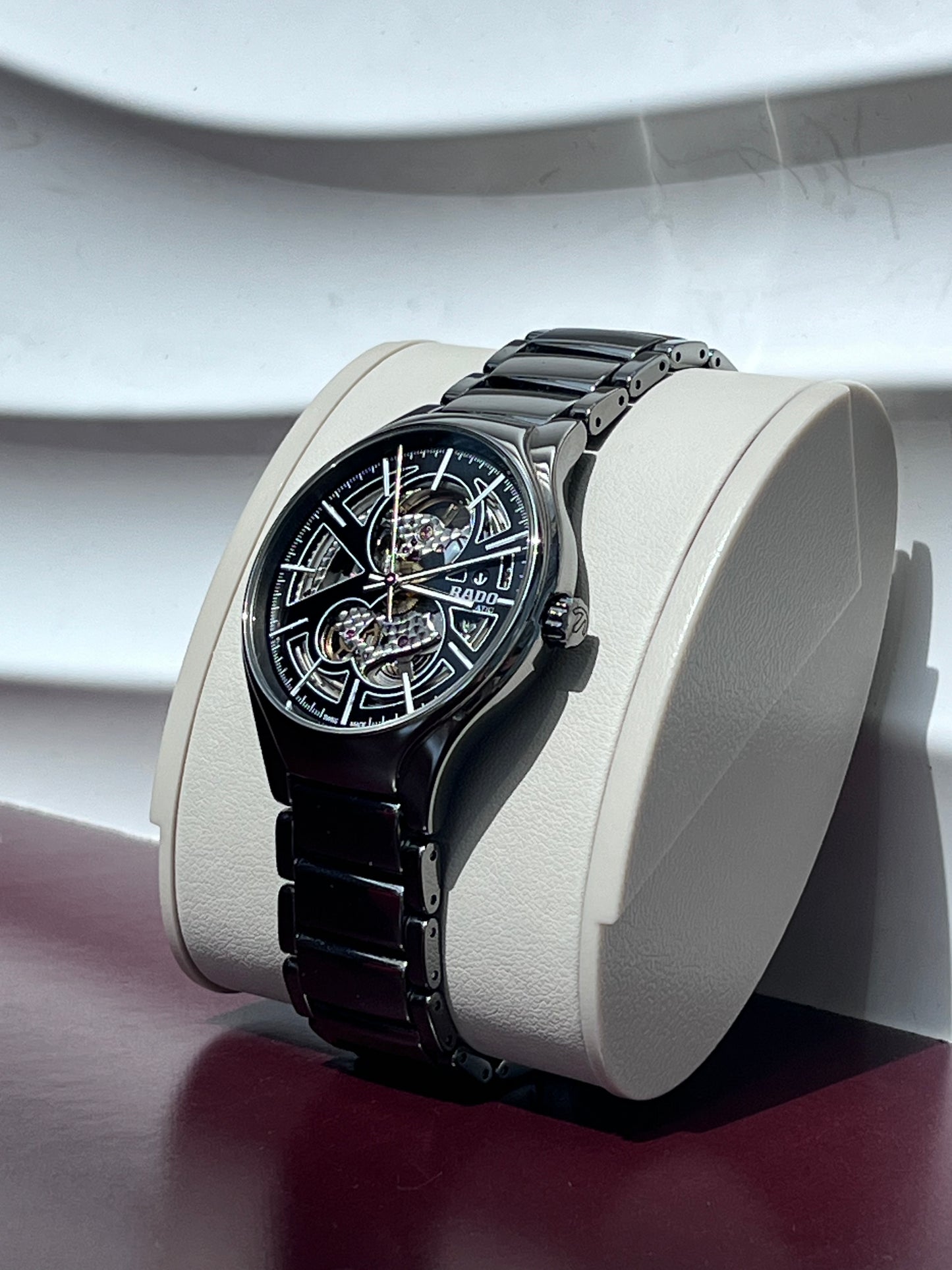 RADO TRUE FULL SET AUTOMATIC OPEN HEART SKELETON BLACK CERAMIC SWISS PRELOVED WATCH