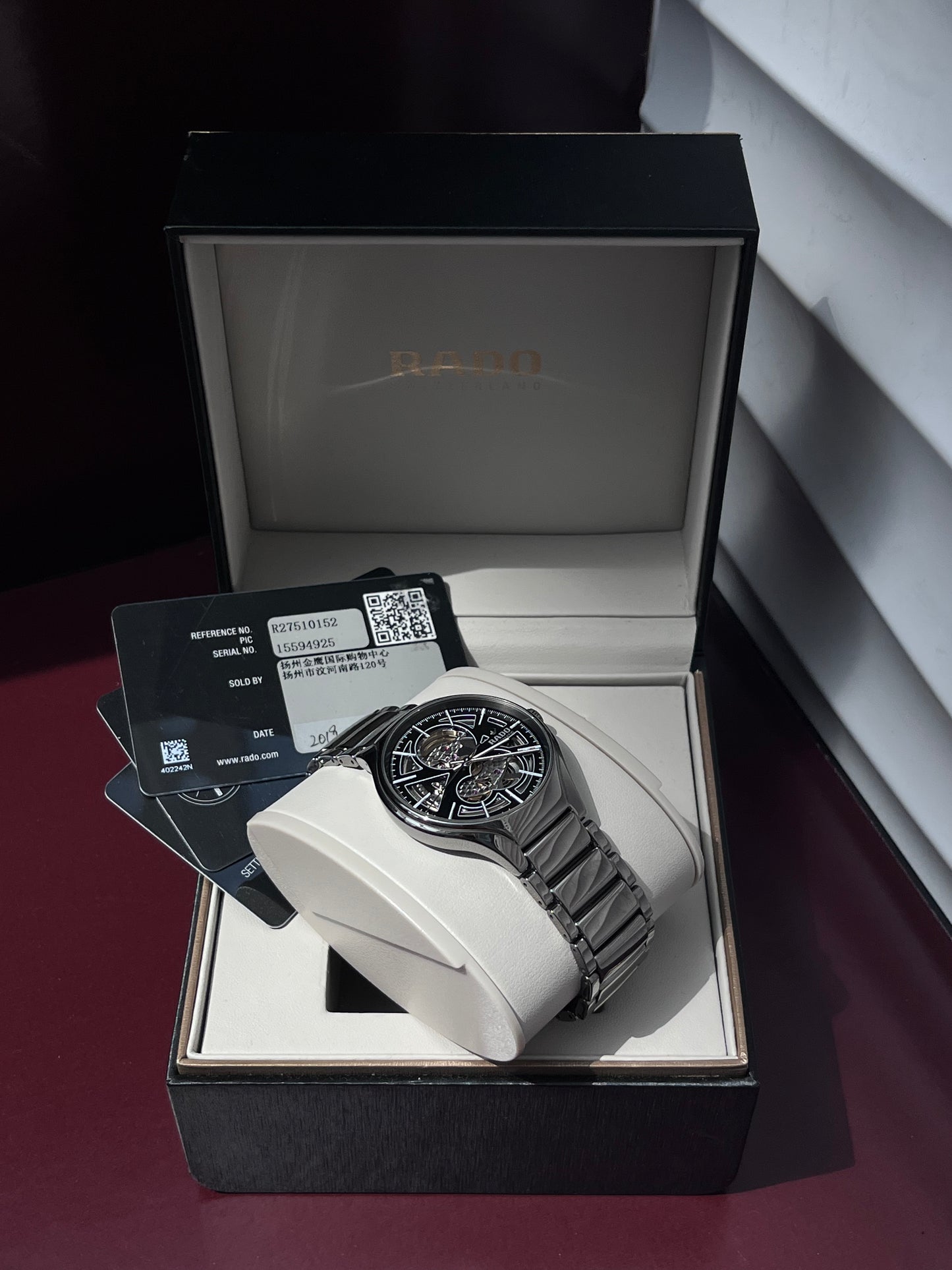 RADO TRUE FULL SET AUTOMATIC OPEN HEART SKELETON BLACK CERAMIC SWISS PRELOVED WATCH
