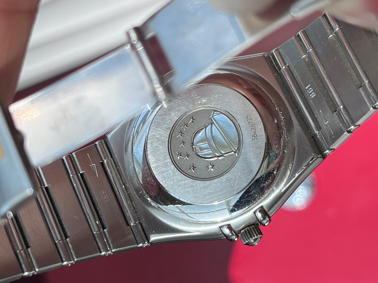 OMEGA CONSTELLATION QUARTZ BLUE TEXTURED DIAL STAINLESS STEEL SWISS PRELOVED WATCH