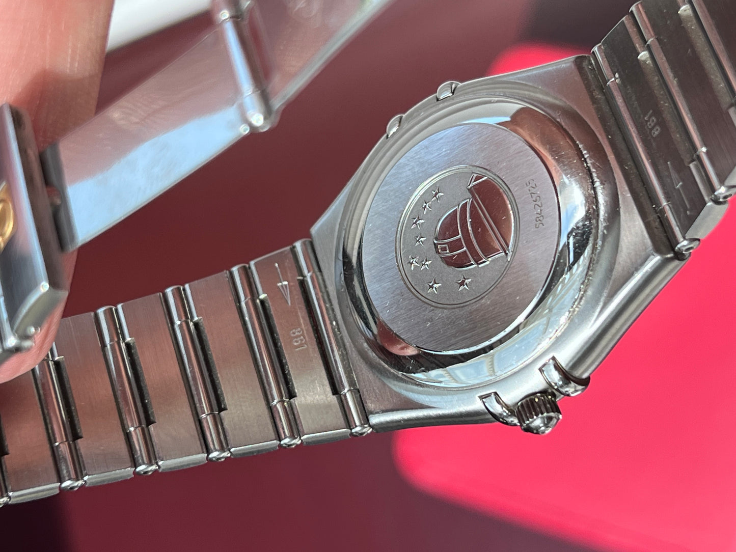 OMEGA CONSTELLATION QUARTZ BLUE TEXTURED DIAL STAINLESS STEEL SWISS PRELOVED WATCH
