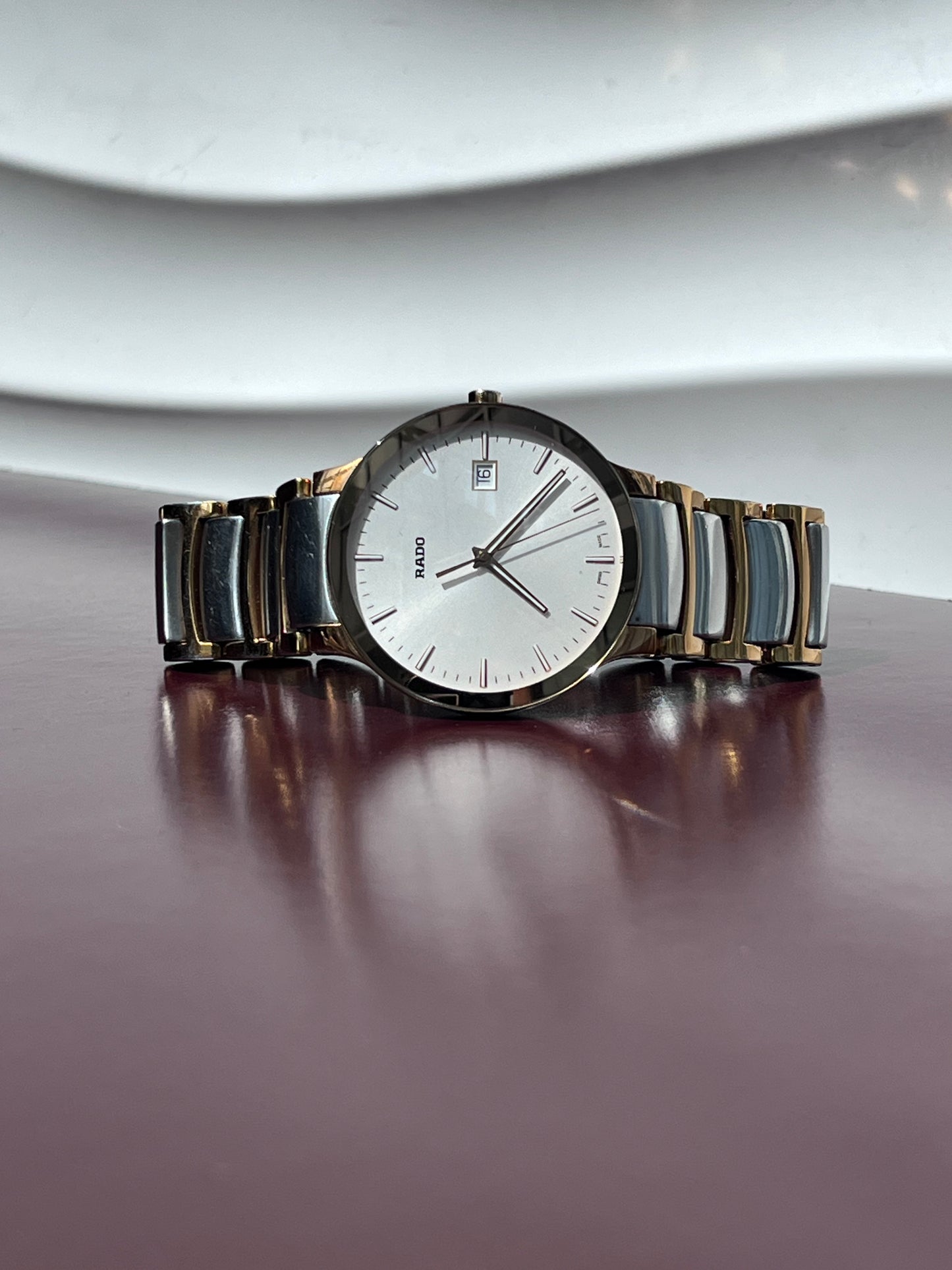 RADO CENTRIX QUARTZ DATE TWO TONE CERAMIC STAINLESS STEEL SWISS PRELOVED WATCH