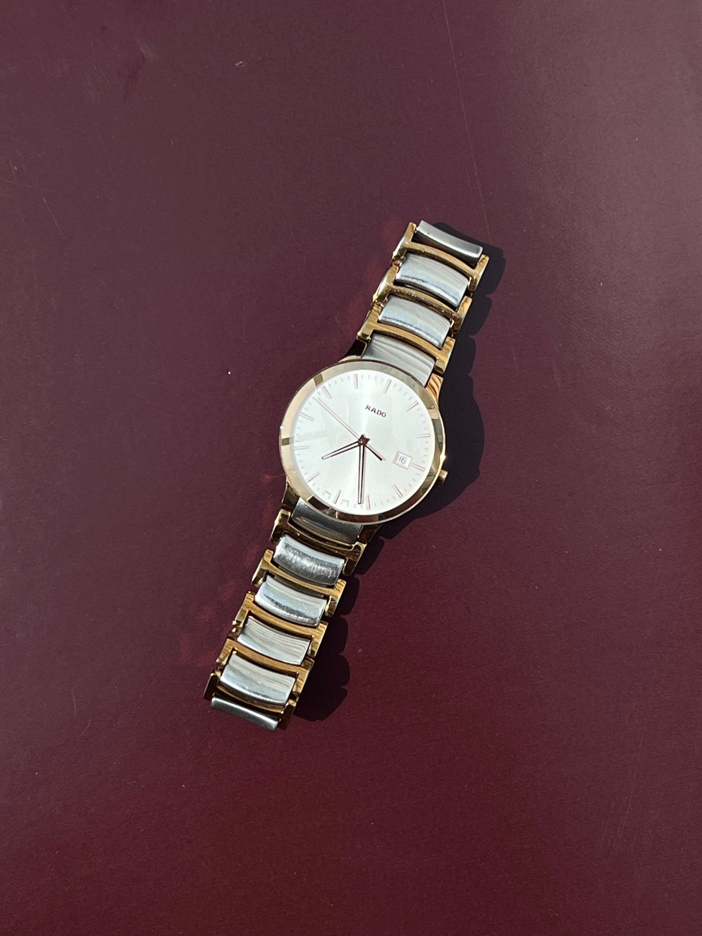 RADO CENTRIX QUARTZ DATE TWO TONE CERAMIC STAINLESS STEEL SWISS PRELOVED WATCH