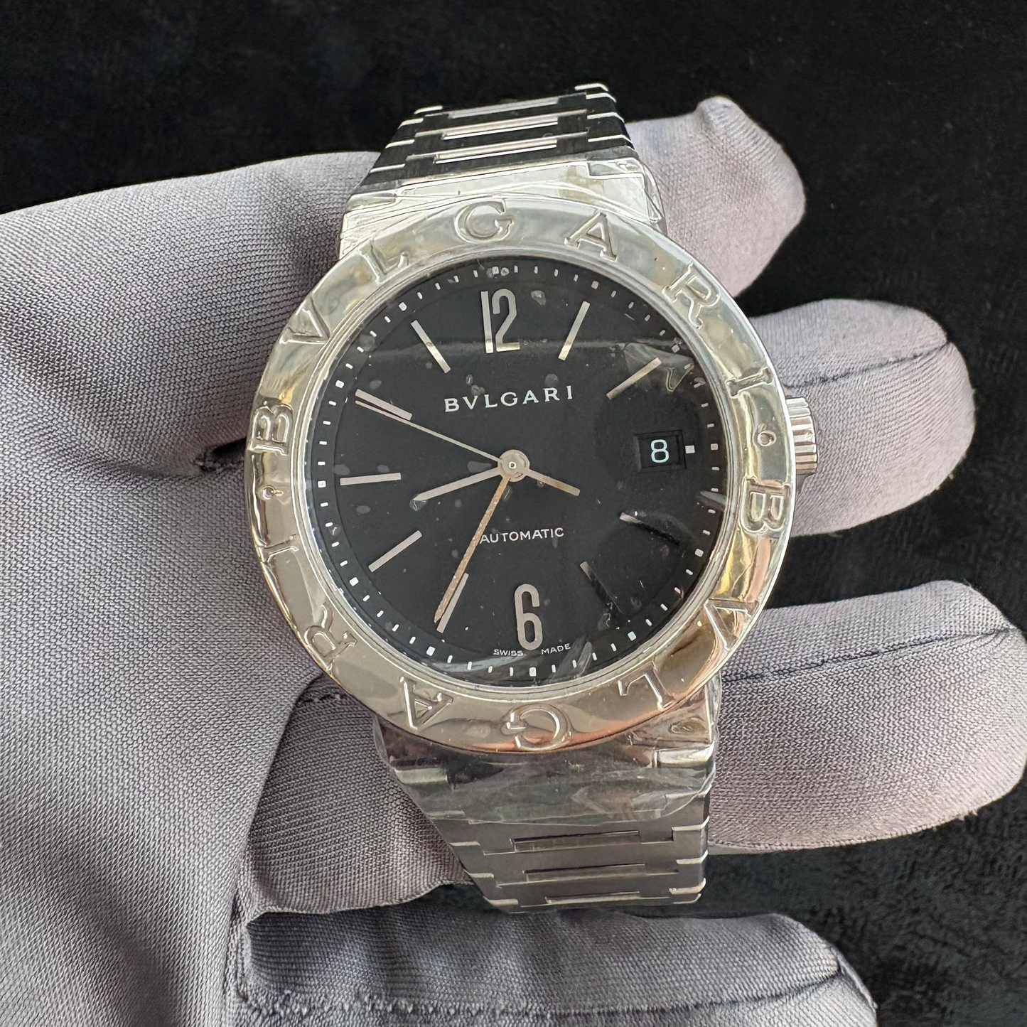 BVLGARI BLACK STAINLESS STEEL BVLGARI WRISTWATCH AUTOMATIC SWISS