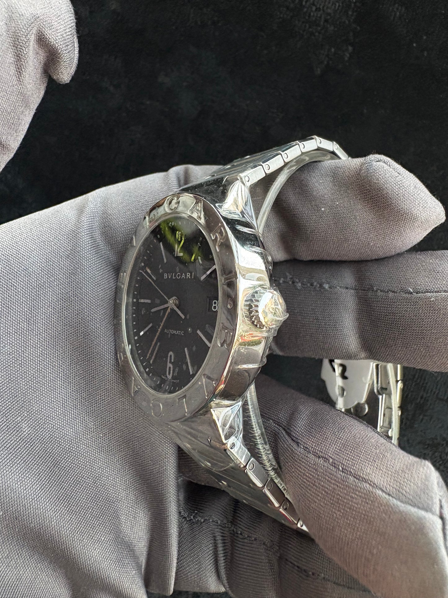 BVLGARI BLACK STAINLESS STEEL BVLGARI WRISTWATCH AUTOMATIC SWISS