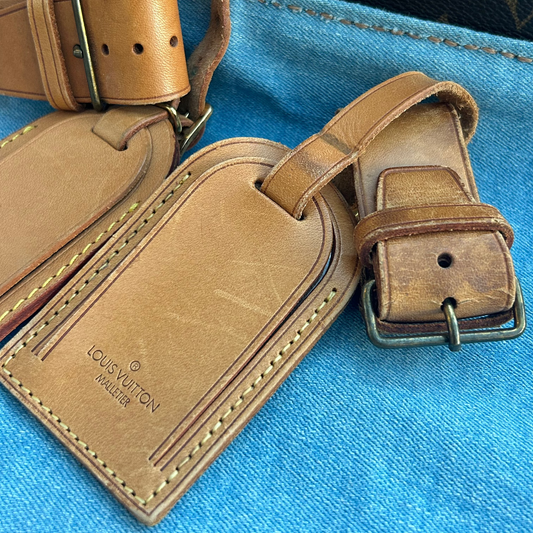 LOUIS VUITTON VINTAGE LUGGAGE LEATHER TAGS