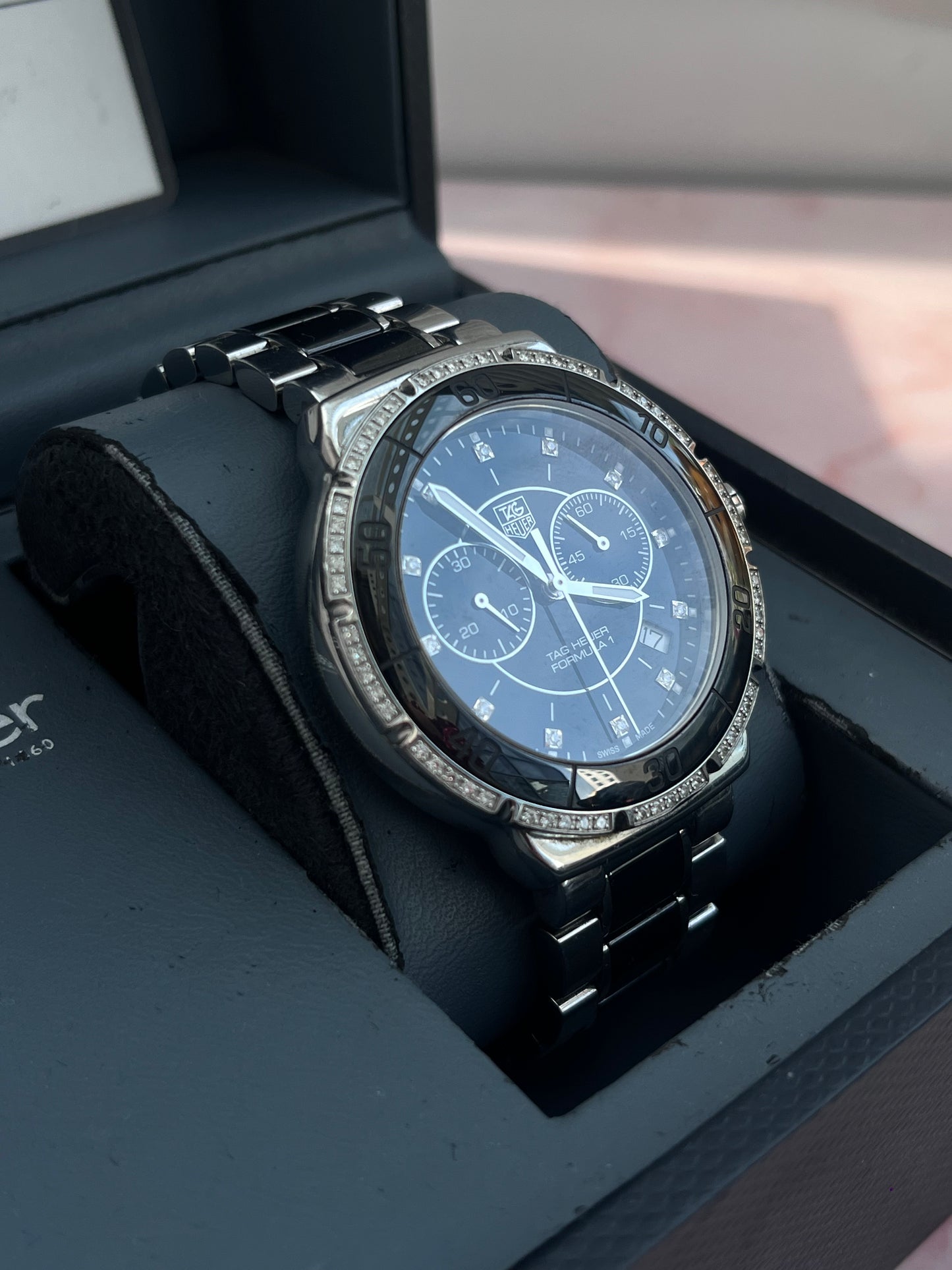 TAG HEUER FORMULA 1 DIAMOND CHRONOGRAPH BLACK DIAL FULL SET SWISS PRELOVED WATCH