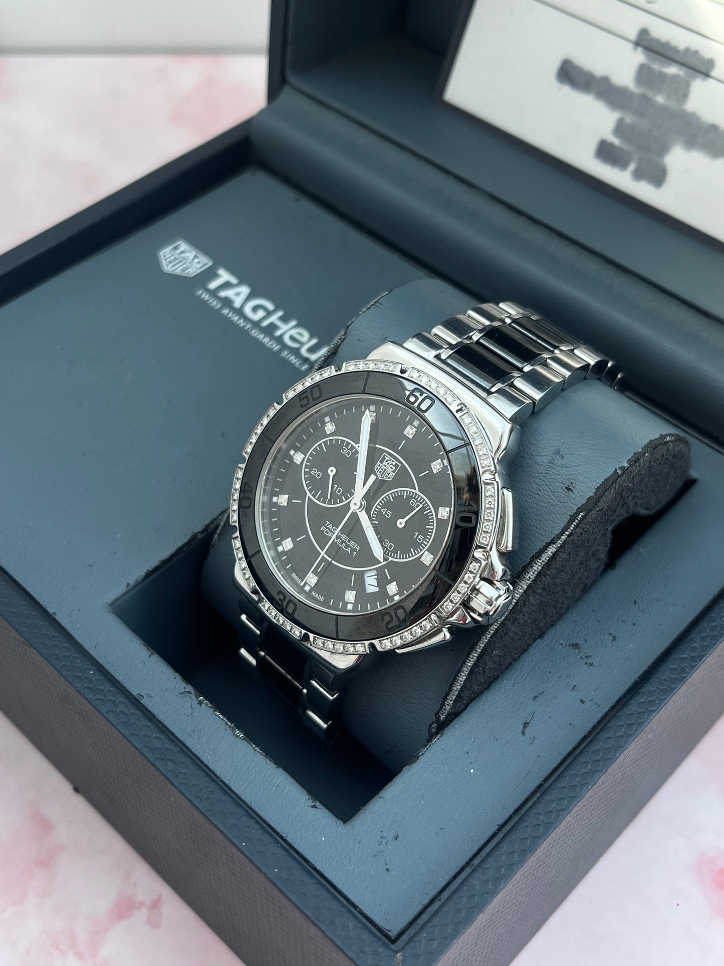 TAG HEUER FORMULA 1 DIAMOND CHRONOGRAPH BLACK DIAL FULL SET SWISS PRELOVED WATCH