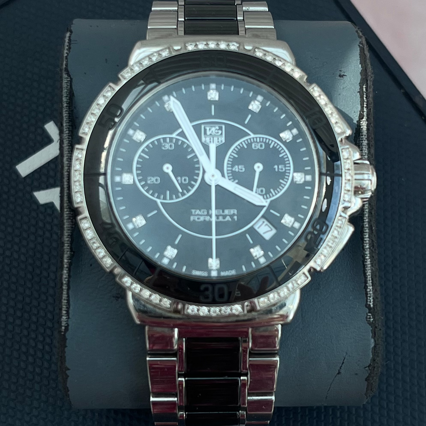 TAG HEUER FORMULA 1 DIAMOND CHRONOGRAPH BLACK DIAL FULL SET SWISS PRELOVED WATCH