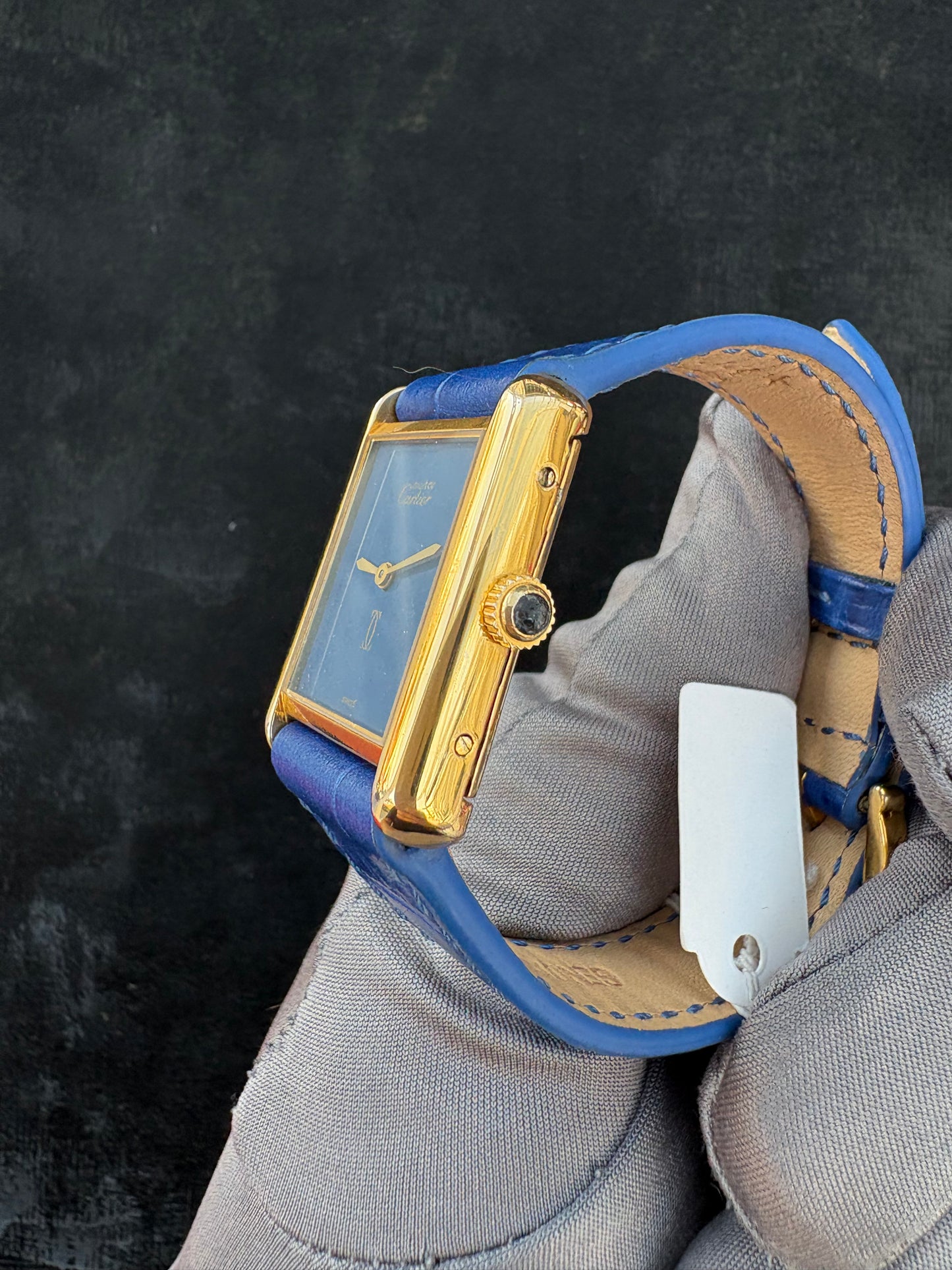 CARTIER TANK M- UNISEX LAPIS DIAL VINTAGE 1980s MANUAL WINDING SWISS PREOWNED WATCH