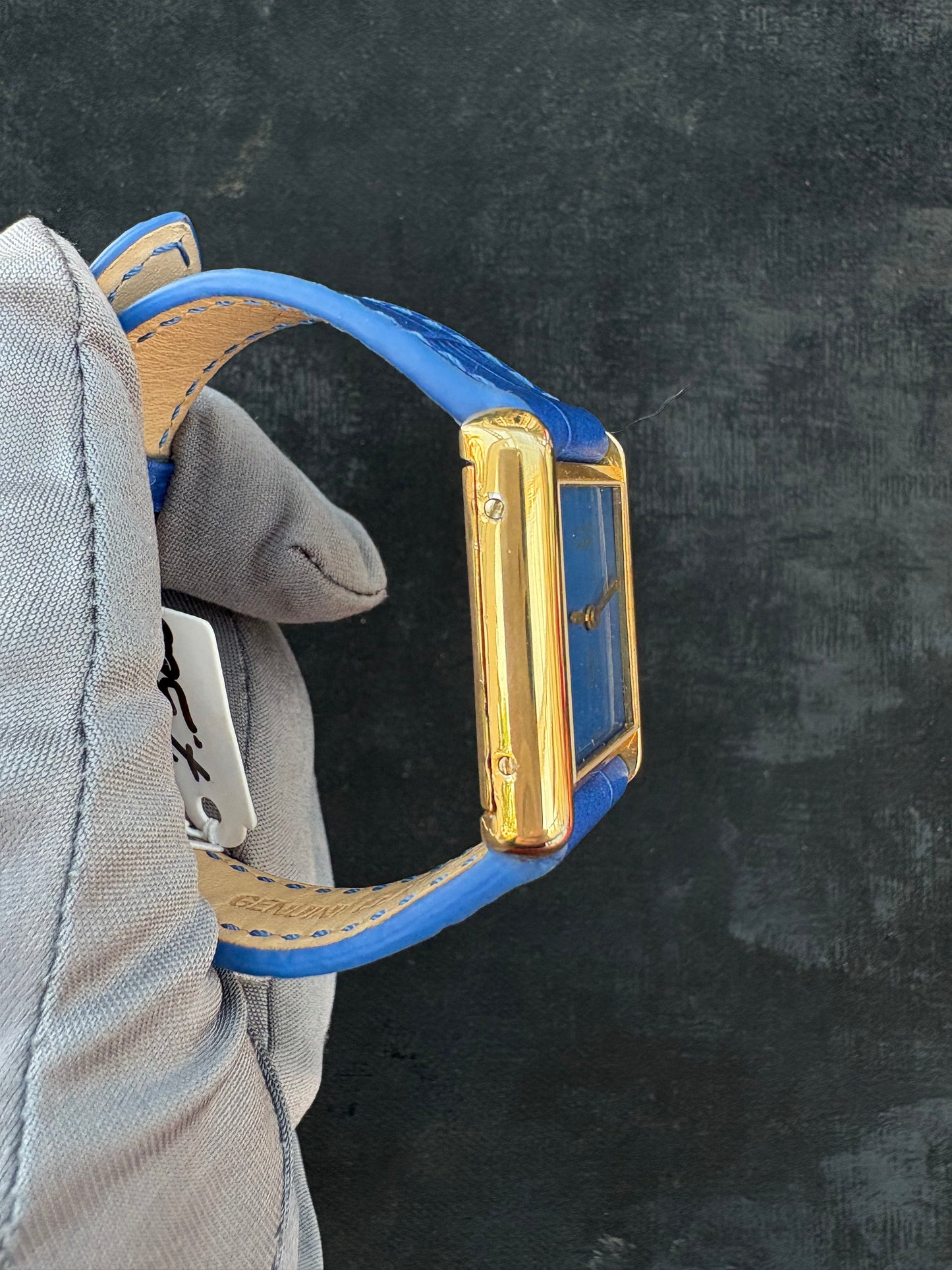 CARTIER TANK M- UNISEX LAPIS DIAL VINTAGE 1980s MANUAL WINDING SWISS PREOWNED WATCH