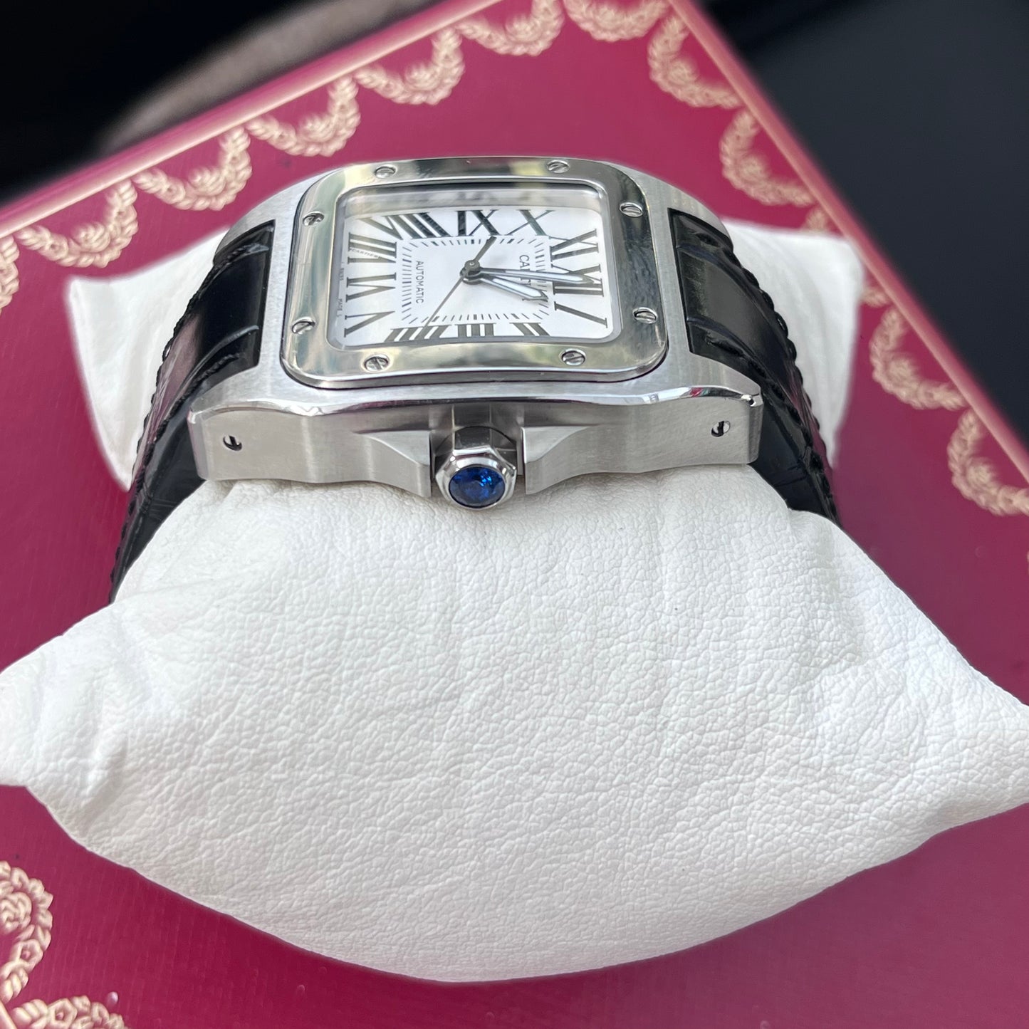 CARTIER SANTOS 100 XL AUTOMATIC WHITE ROMAN DIAL SWISS PRE-LOVED WATCH