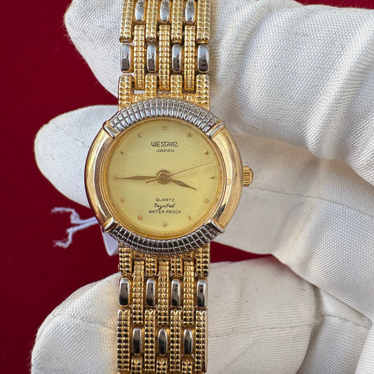 WESTAR LADIES DRESS GOLD-PLATED PREOWNED NEVER USED WATCH JAPAN