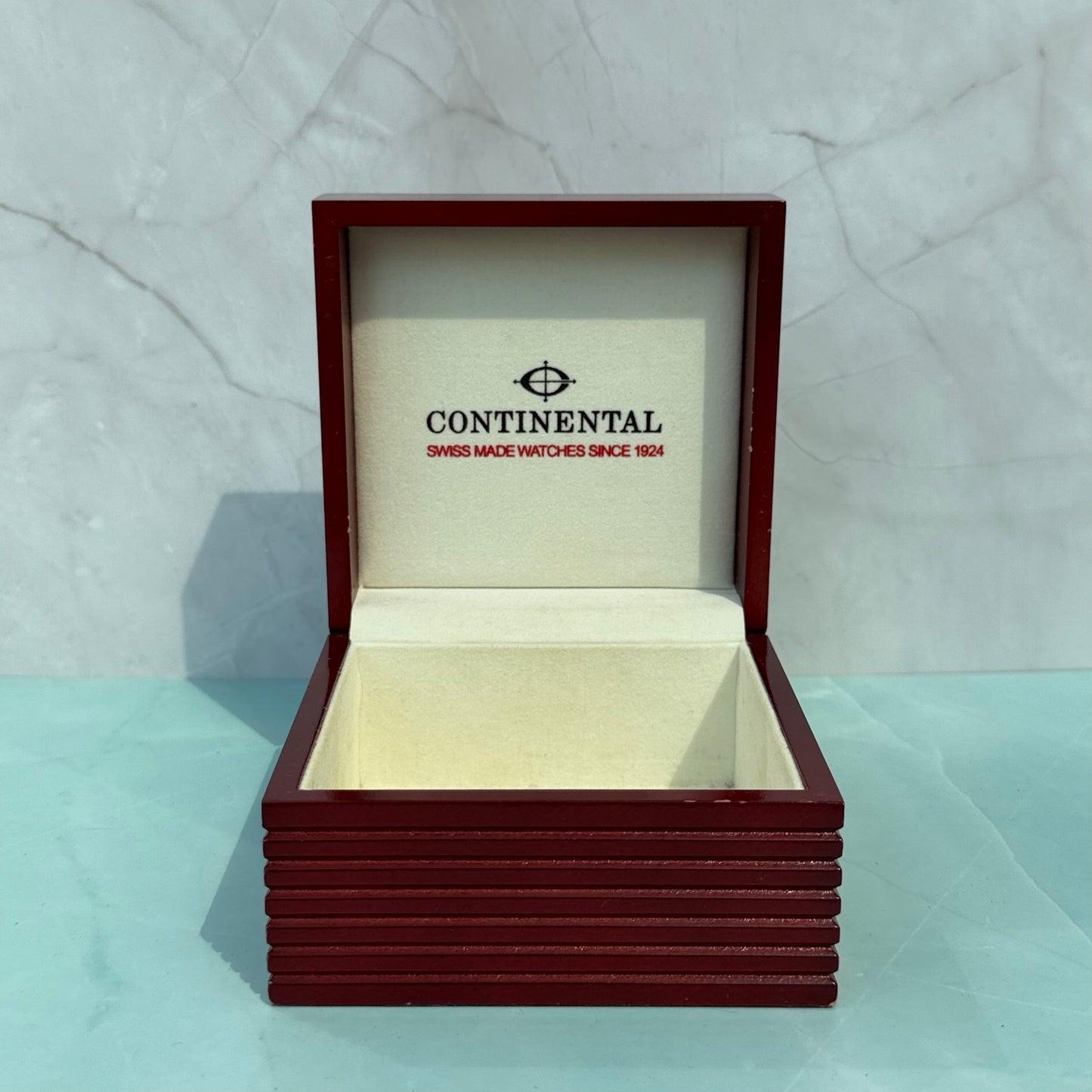 CONTINENTAL SWISS MADE WATCH PRESENTATION BOX RED WOOD FINISH