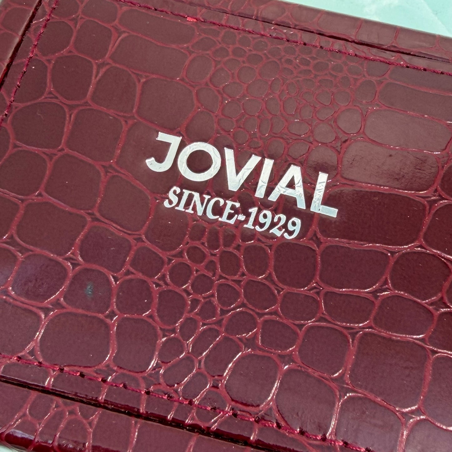 JOVIAL ORIGINAL BURGUNDY CROCODILE PATTERN WATCH PRESENTATION BOX