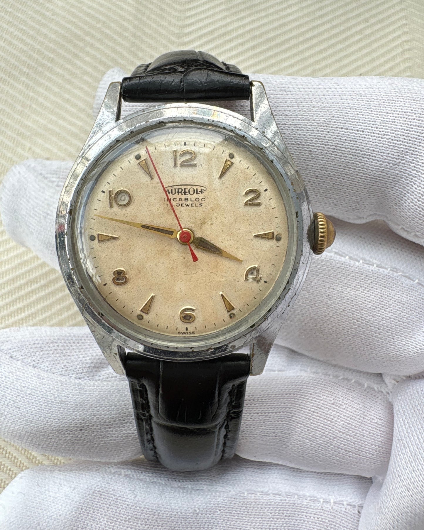 AUREOLE MILITARY 1950s VINTAGE UNISEX MANUAL WINDING SWISS PREOWNED WATCH