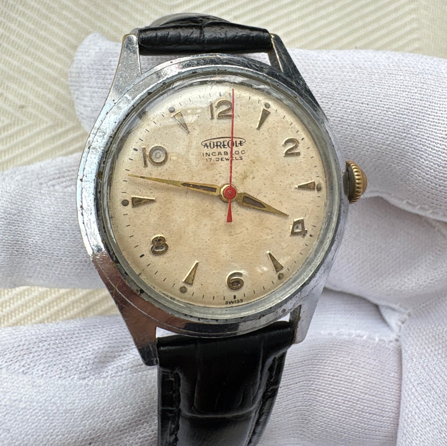 AUREOLE MILITARY 1950s VINTAGE UNISEX MANUAL WINDING SWISS PREOWNED WATCH