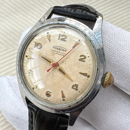 AUREOLE MILITARY 1950s VINTAGE UNISEX MANUAL WINDING SWISS PREOWNED WATCH