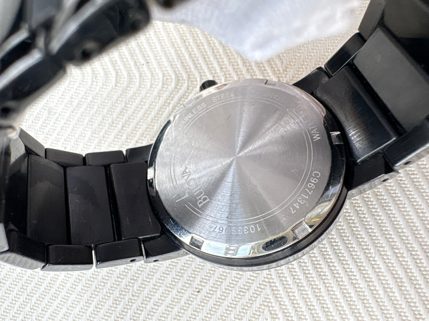 BULOVA UNISEX FULL CERAMIC BRACELET 1990s PREOWNED JAPAN WATCH