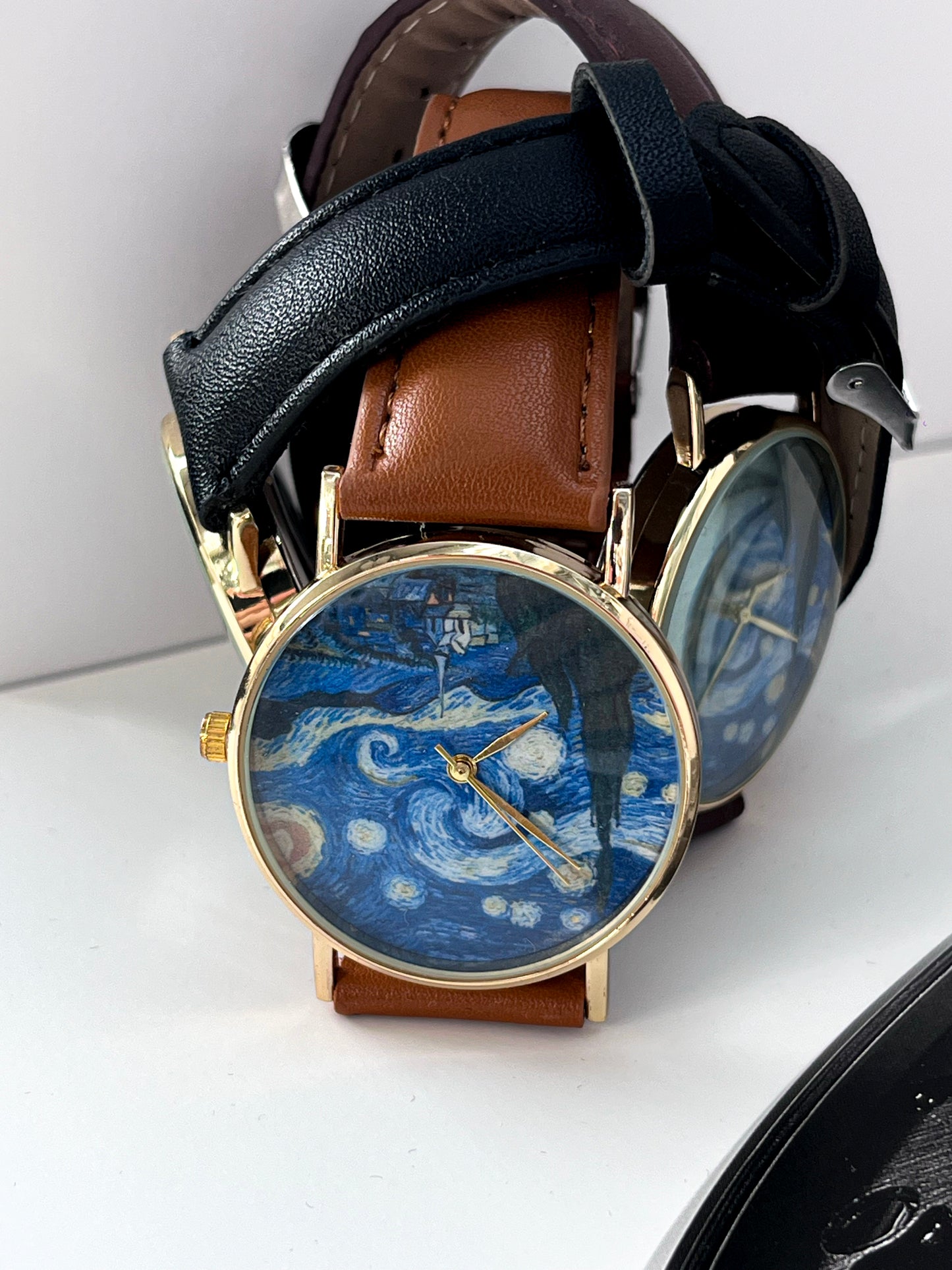 VAN GOGH ART FASHION WATCH DARK BROWN STRAP